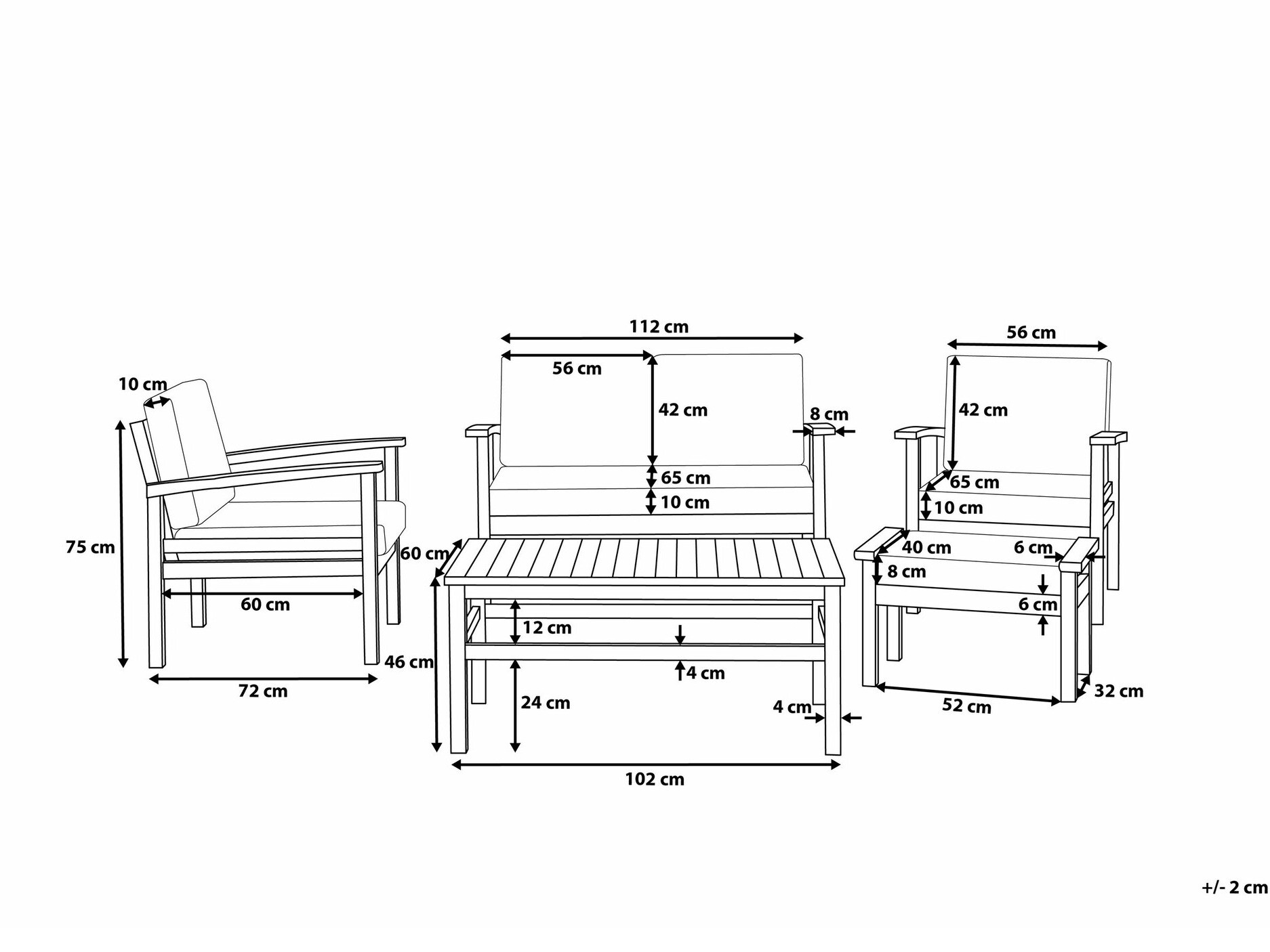 Dārza mēbeļu komplekts Berwyn 1955 (Gaišs koks + Taupe)