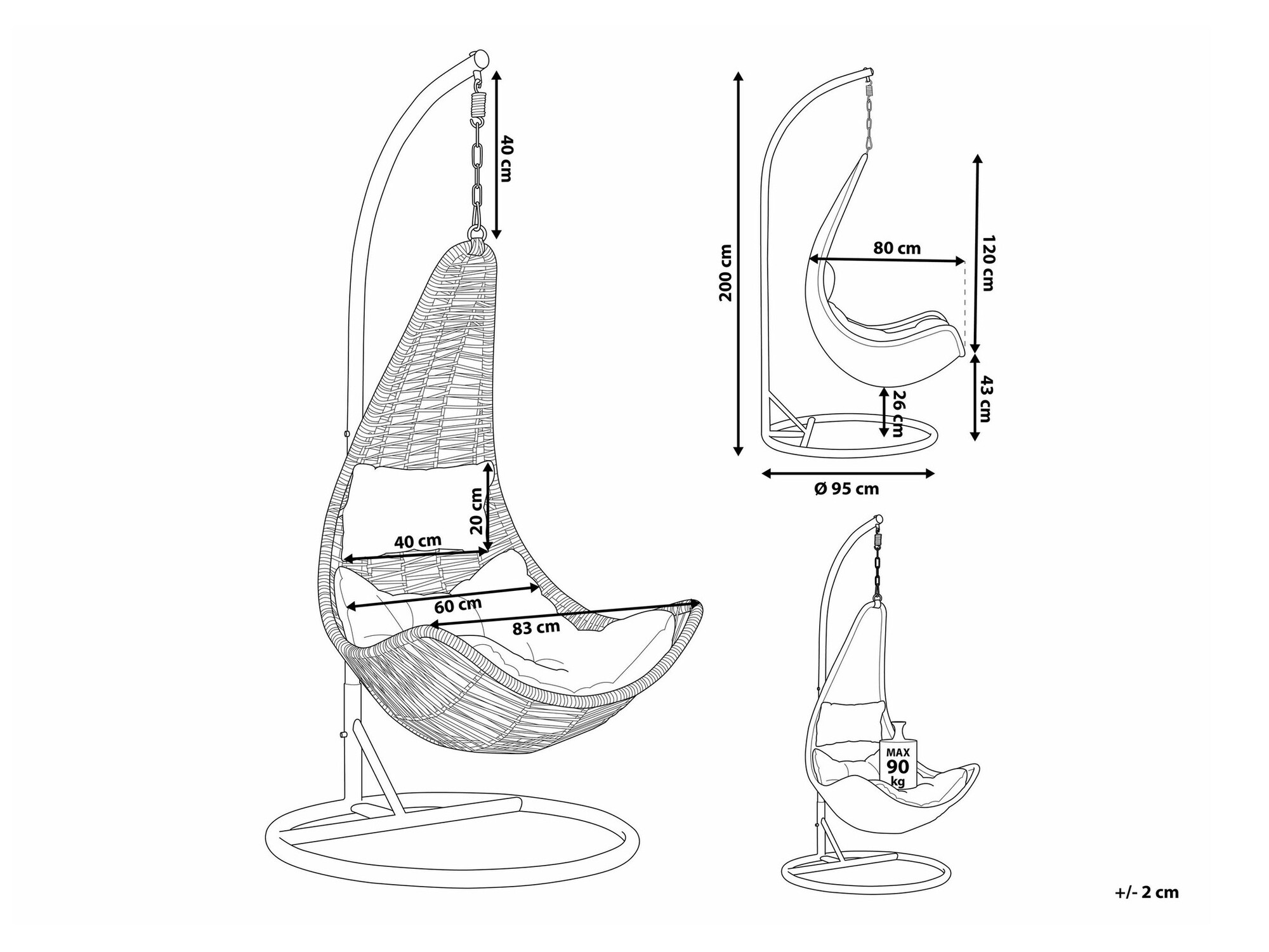Piekaramais krēsls Berwyn 1944 (Gaiši brūns)