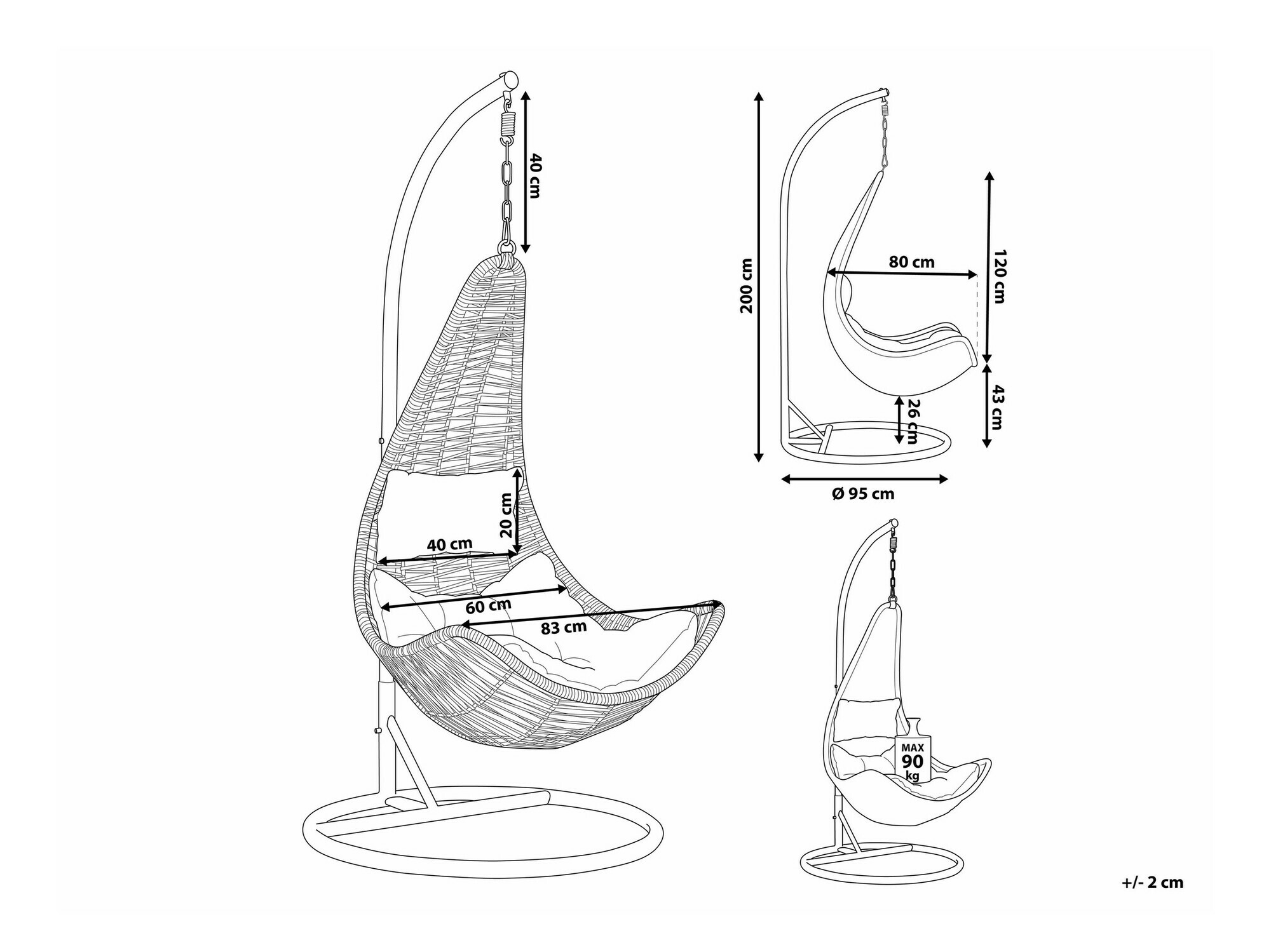 Подвесной стул Berwyn 1944 (Серый)