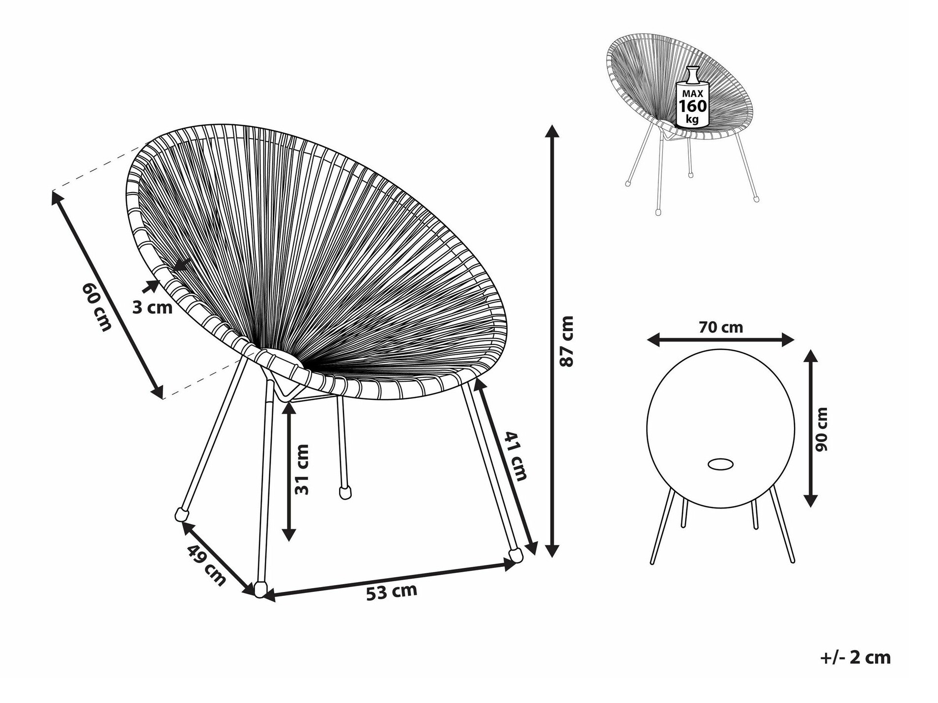Садовый стул Berwyn 1953 (Тёмно-серый)