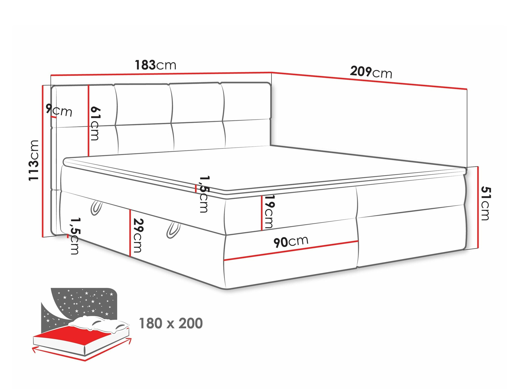 Kontinentālā gulta ComfiDream 187 (Curio 02)