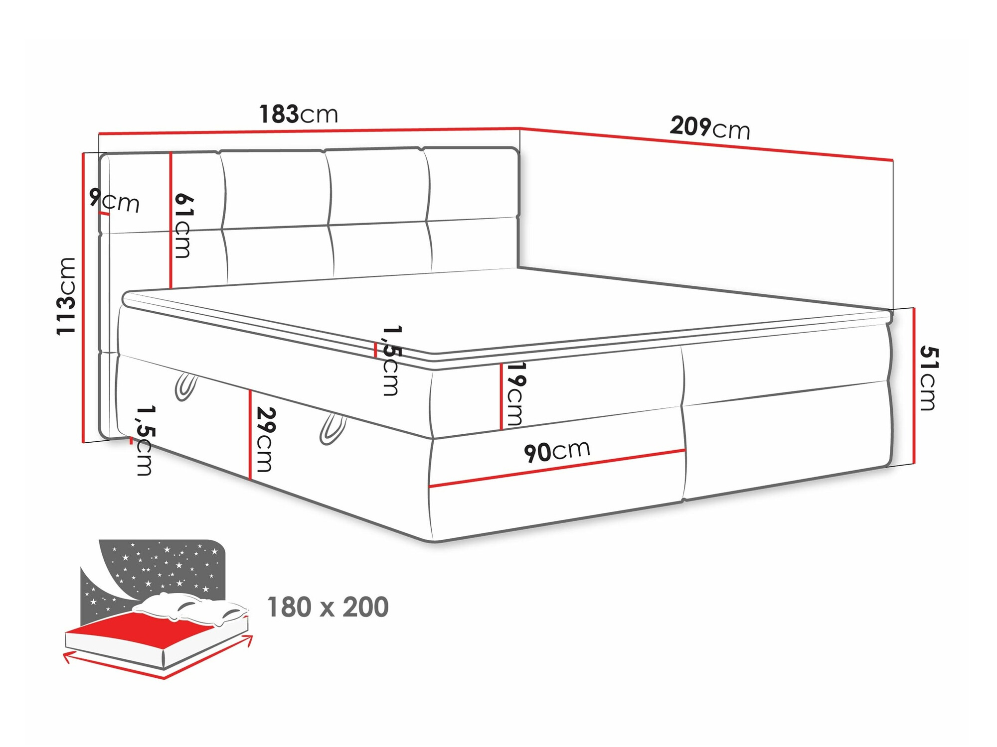 Kontinentālā gulta ComfiDream 187 (Curio 99)