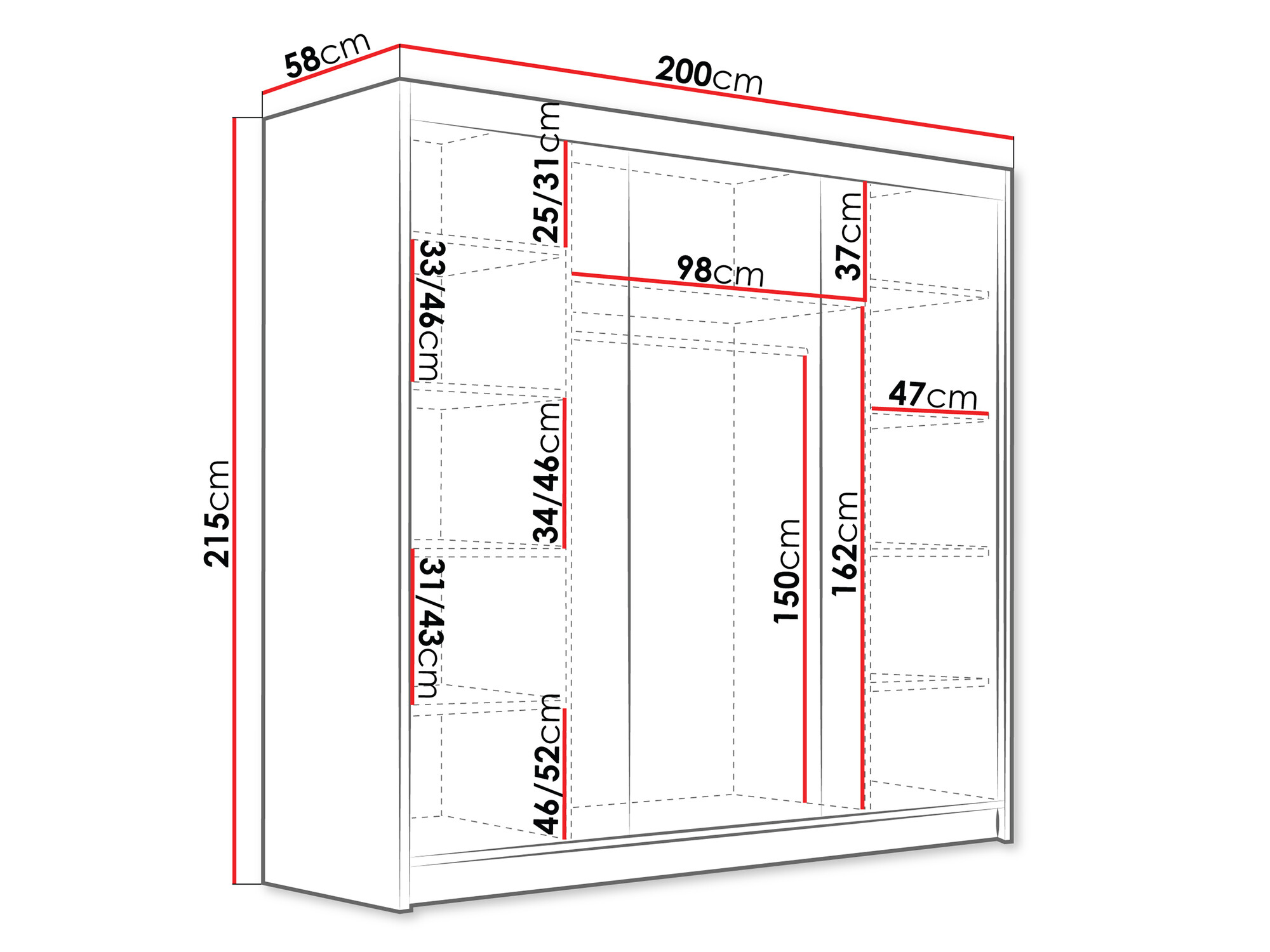 Шкаф Closico 185 (Белый + Чёрный)