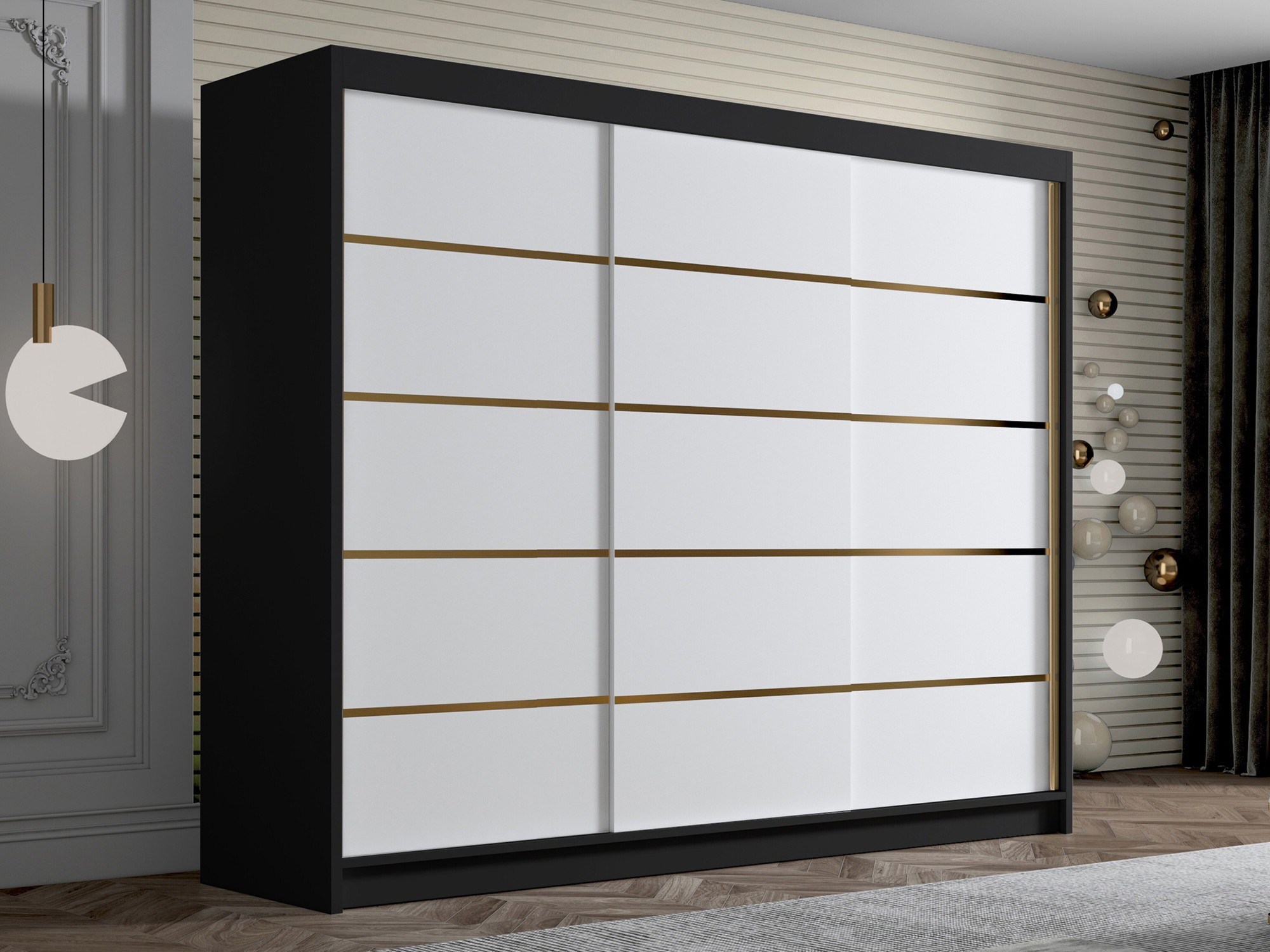 Skapis Closico 184 (Melns + Balts)