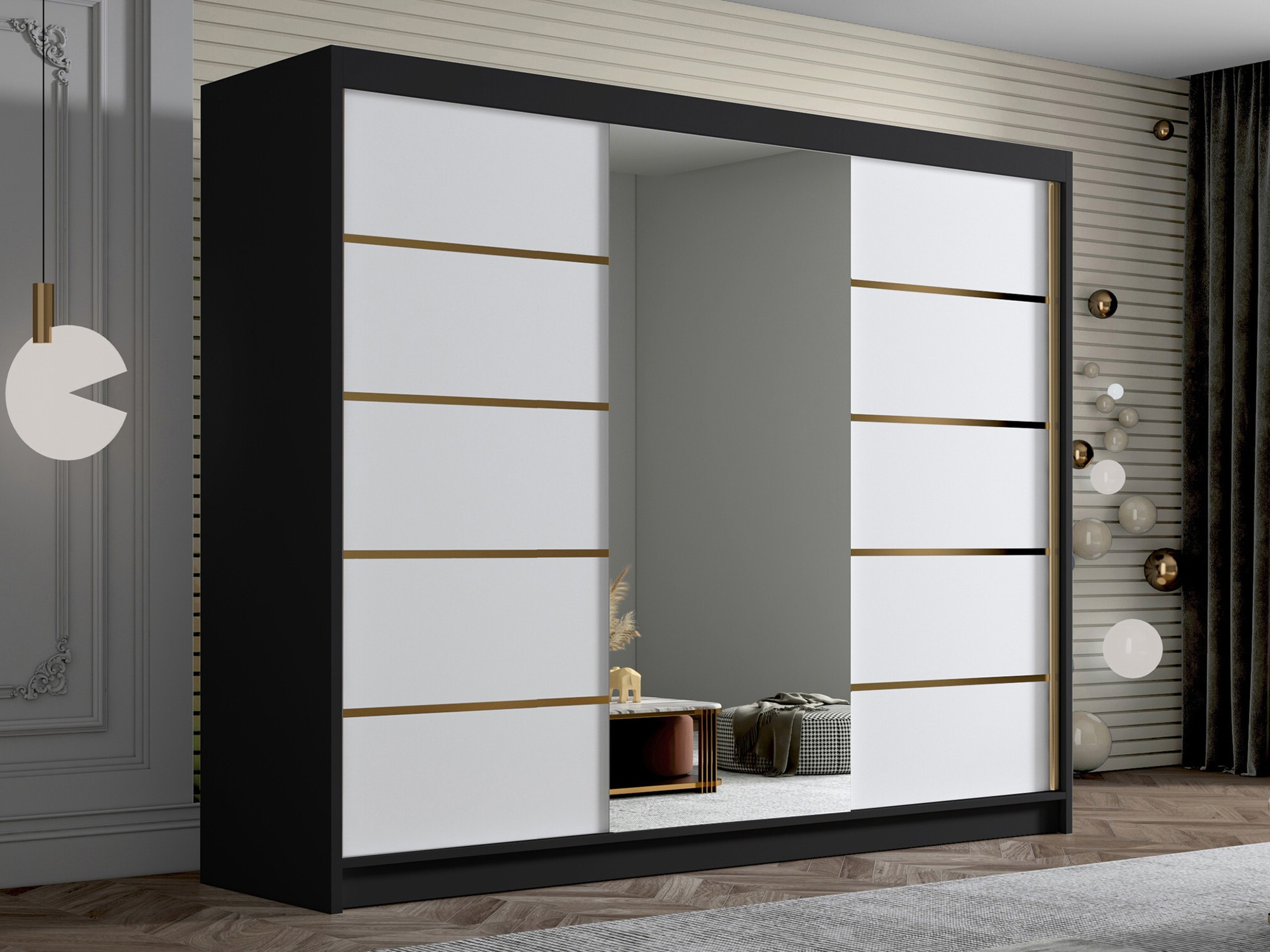 Skapis Closico Veltron II (Melns + Balts)