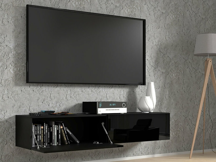 TV galds Buffalo 166 (Melns + Glancēts melns)