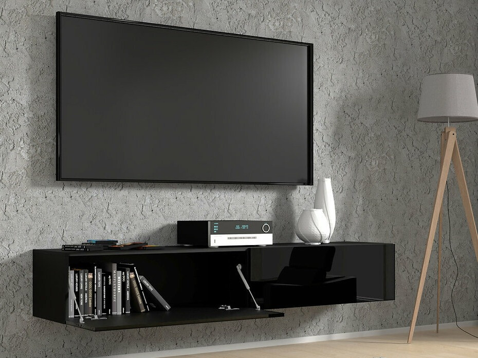 TV galds Buffalo 167 (Melns + Glancēts melns)