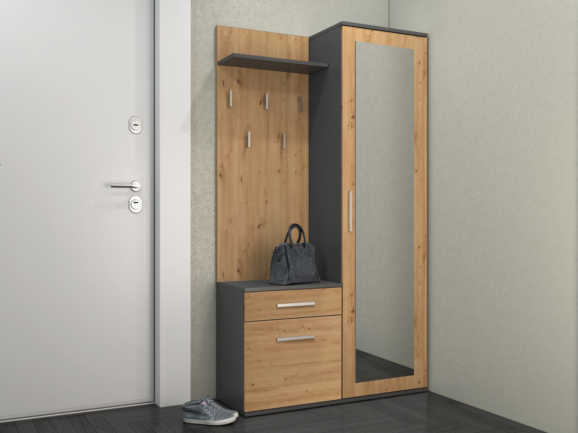 Priekšnama komplekts Mandeville 126 (Artisan ozols + Antracīts)