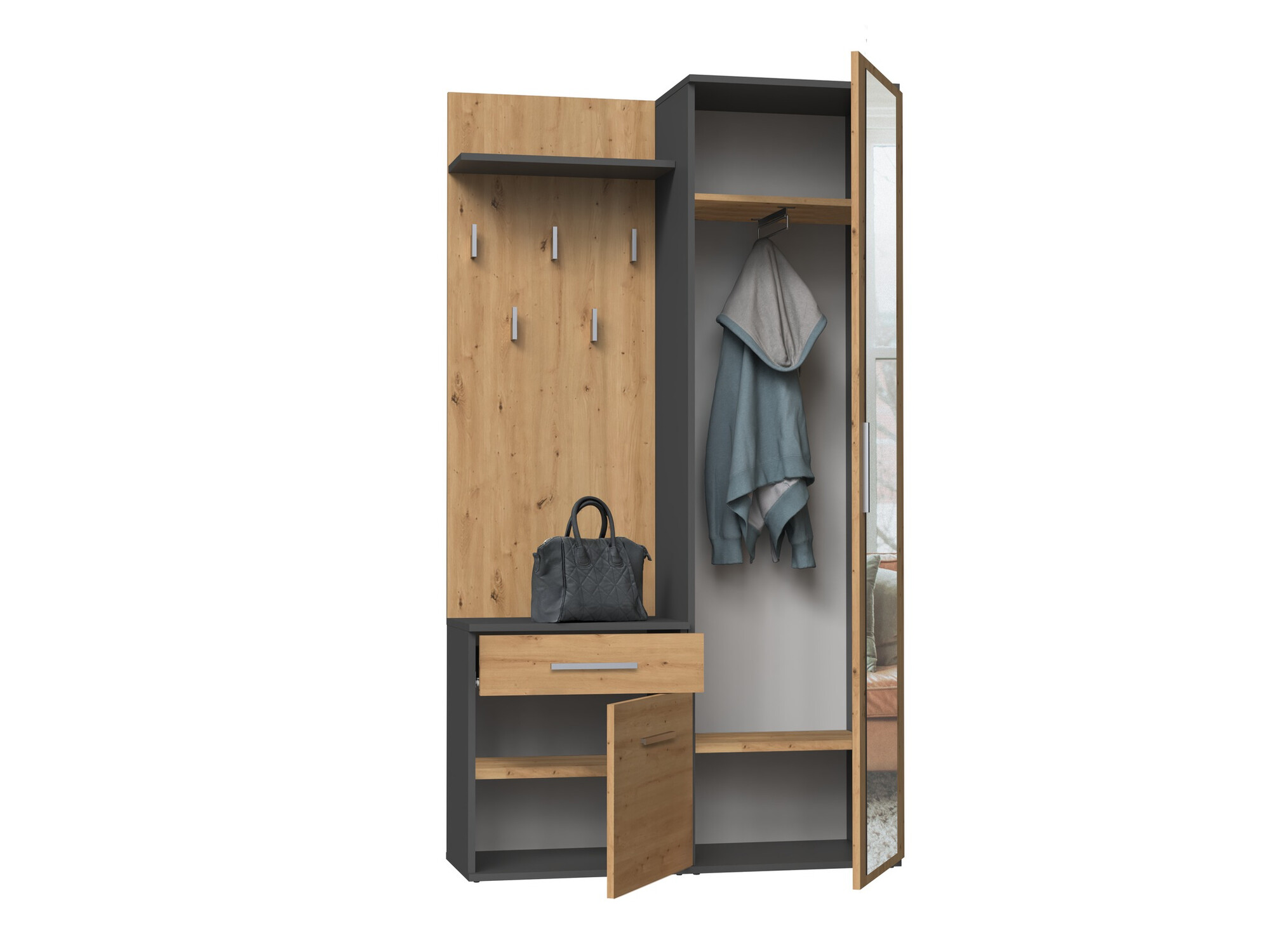 Прихожая Mandeville 126 (Artisan дуб + Антрацит)