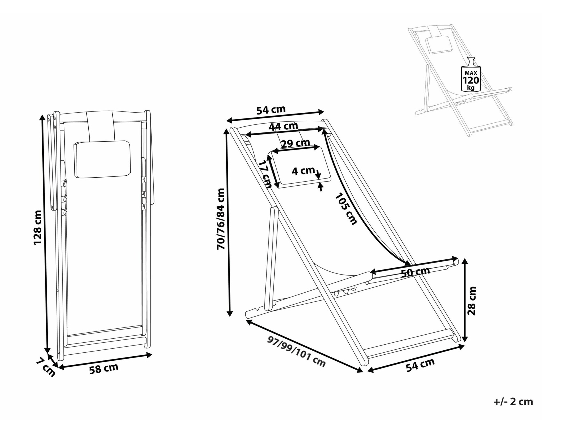 Sauļošanās krēsls Berwyn 1962 (Pelēks)