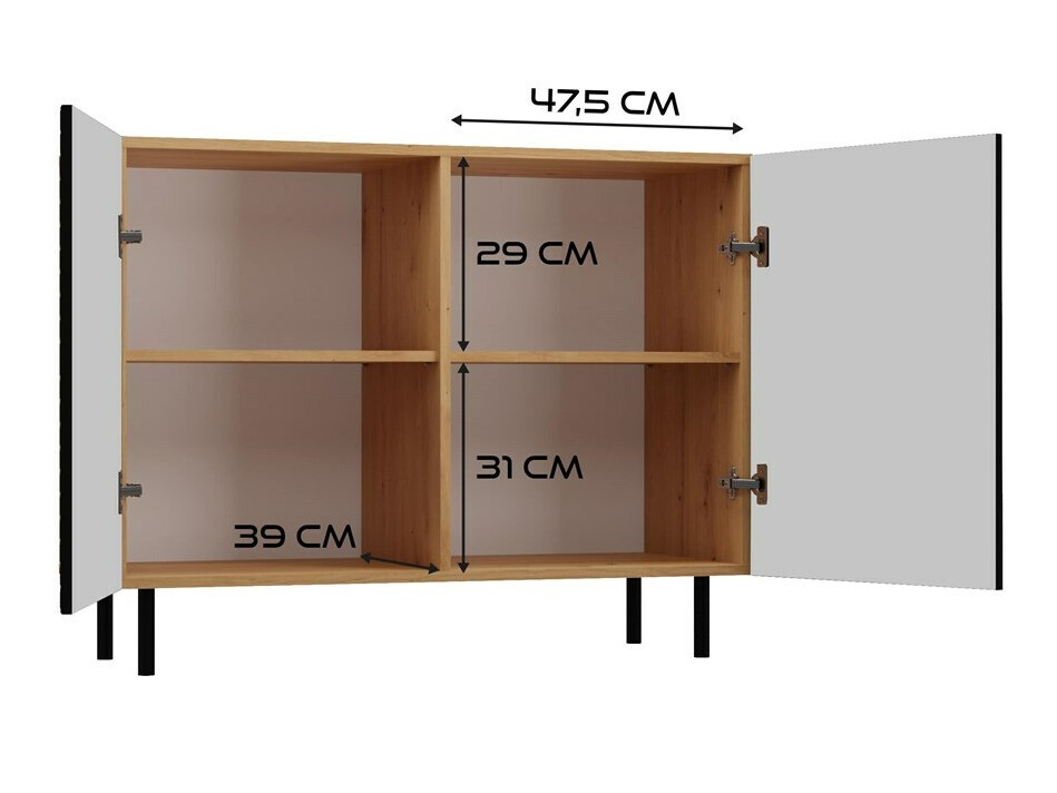 Skapis Romseru 101 (Melns + Artisan ozols)
