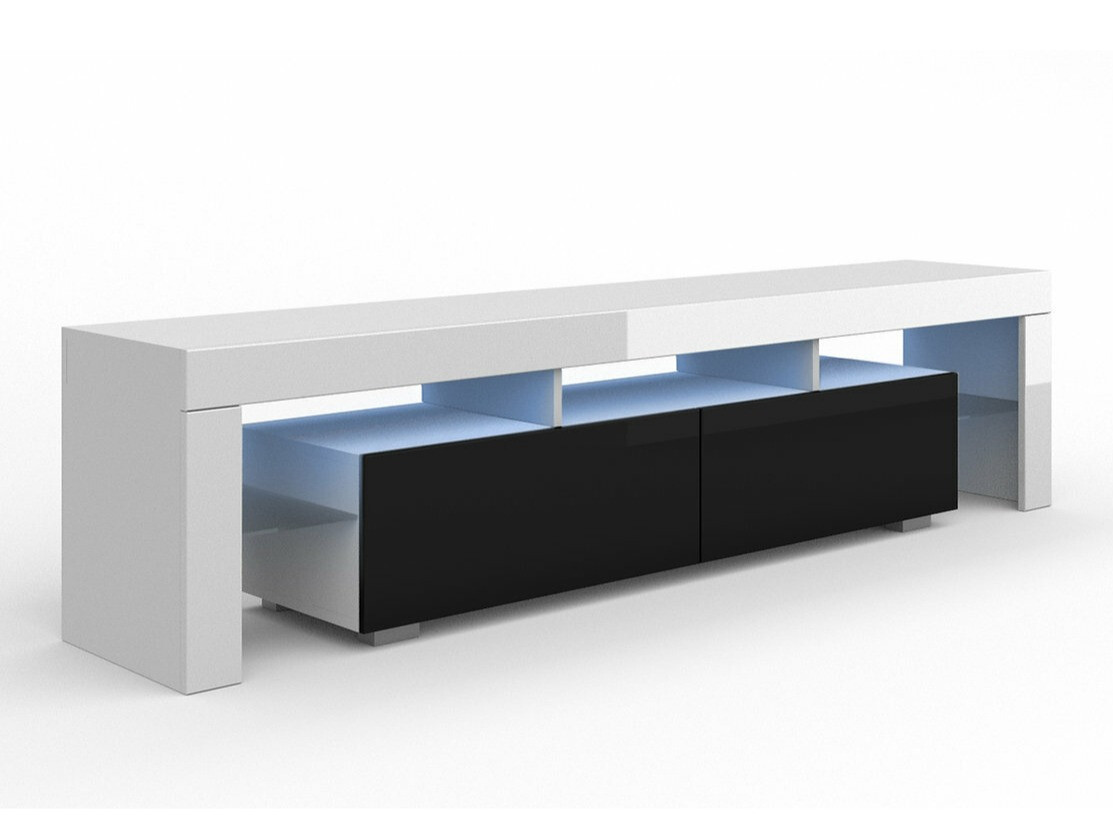 TV galds Buffalo 169 (Balts + Glancēts melns)