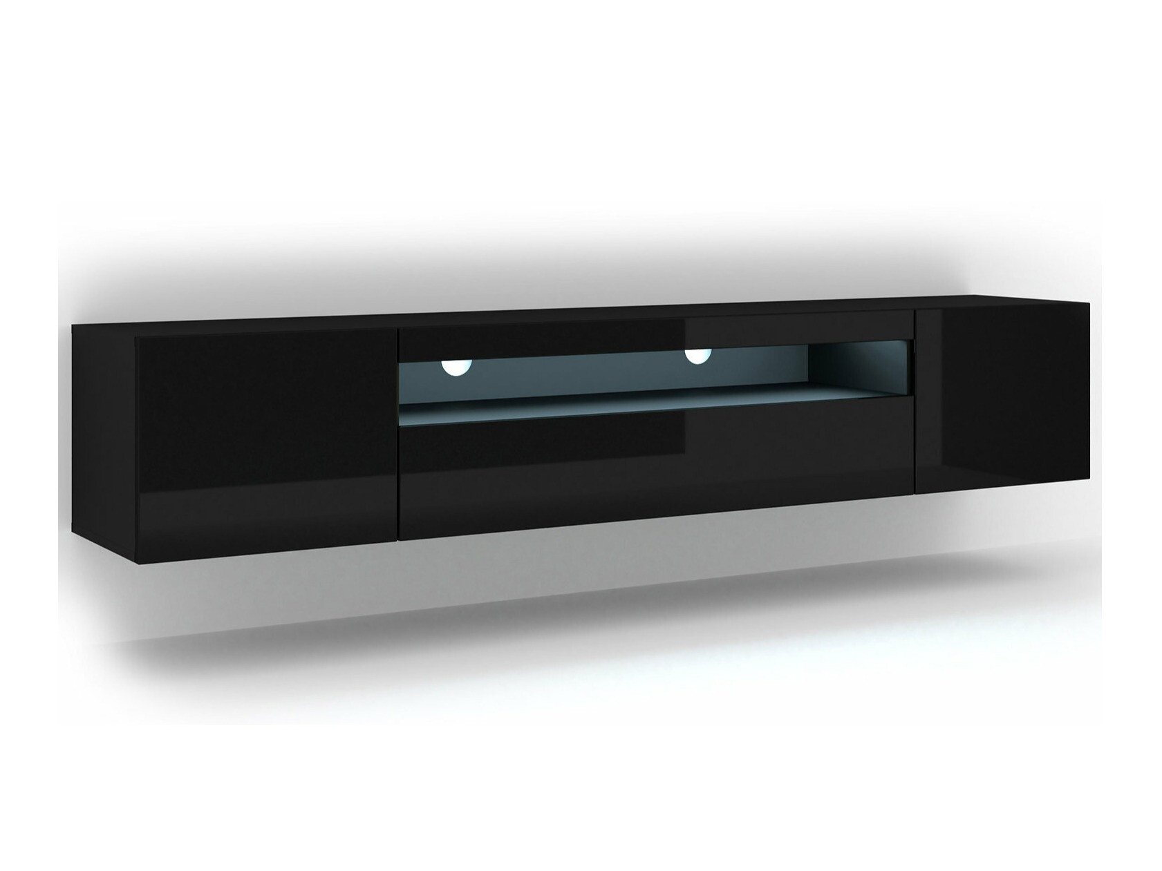 TV galds Morteo 104 (Melns + Glancēts melns)