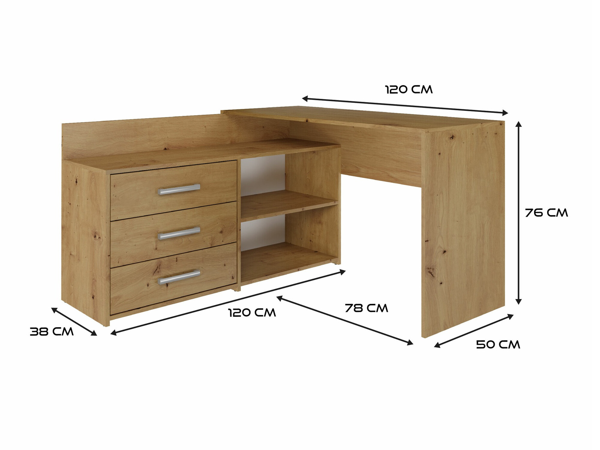 Stūra rakstāmgalds Mandeville 131 (Artisan ozols)