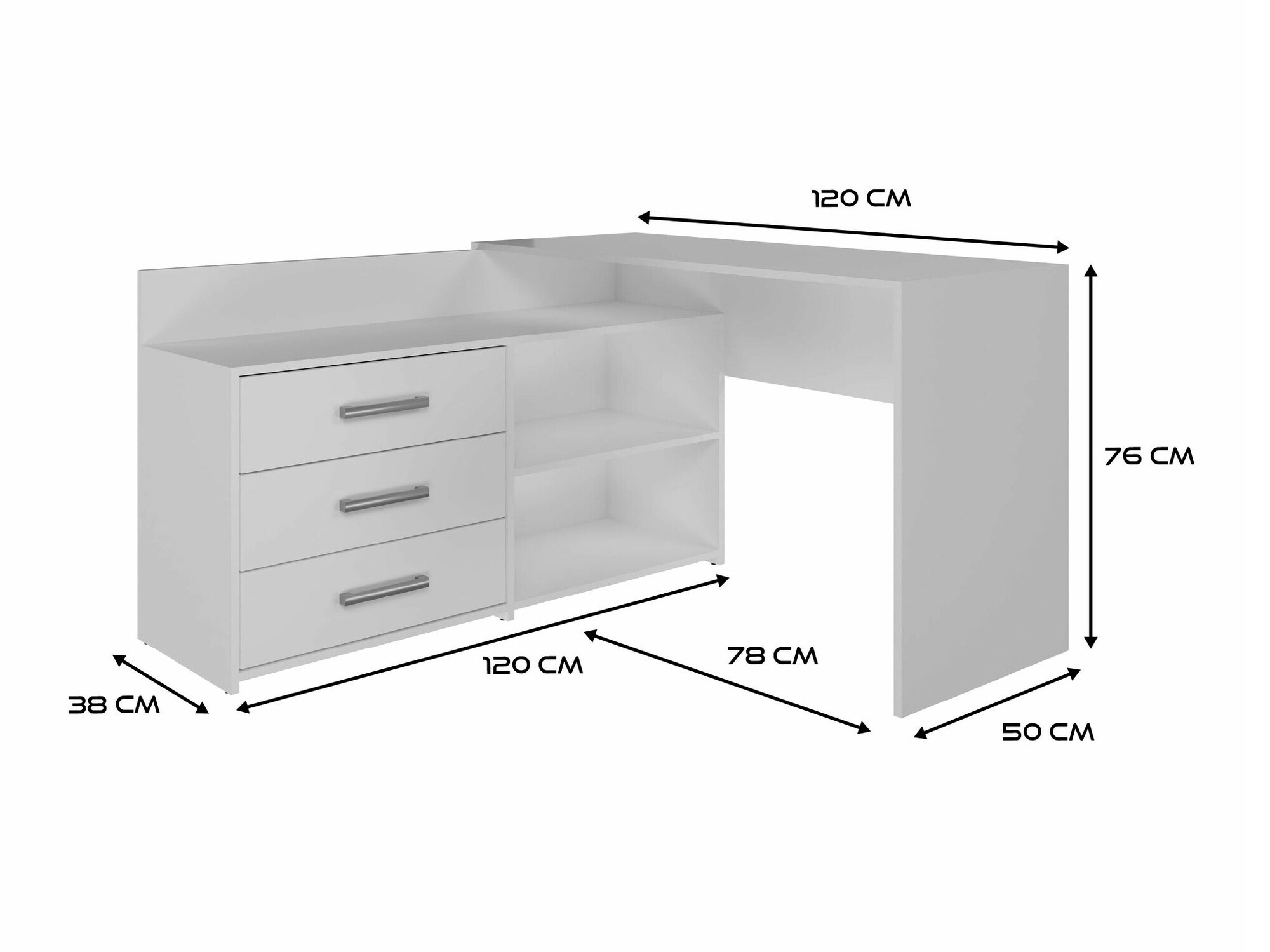 Угловой письменный стол Mandeville 131 (Матовый белый)