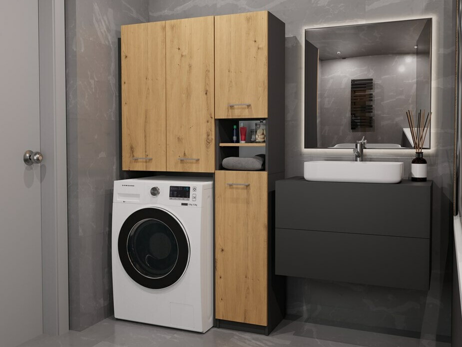 Vannas istabas plaukts Mandeville 130 (Antracīts + Artisan ozols)