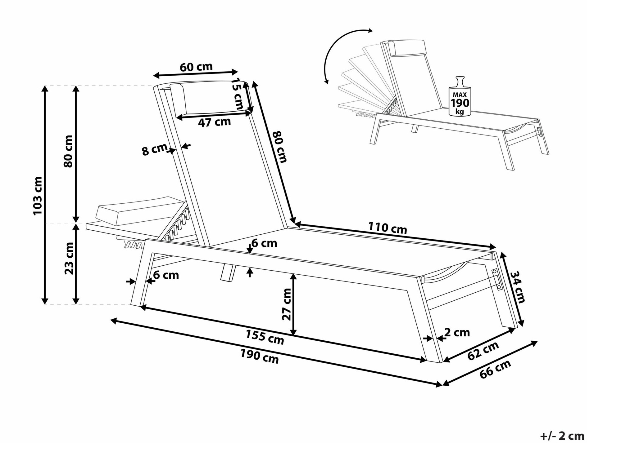 Sauļošanās krēsls Berwyn 1971 (Balts)