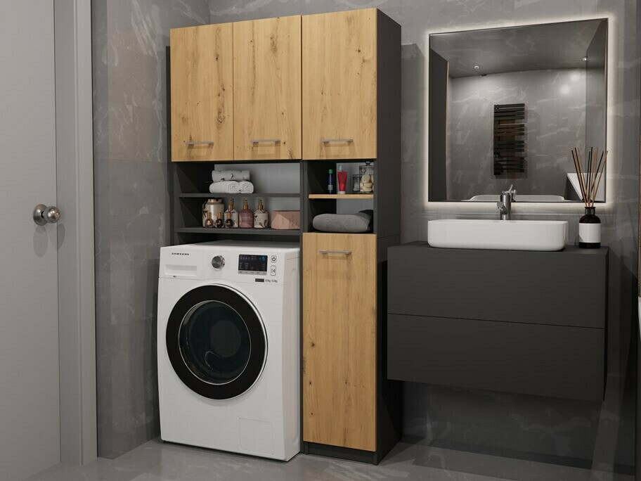 Vannas istabas plaukts Mandeville 128 (Antracīts + Artisan ozols)