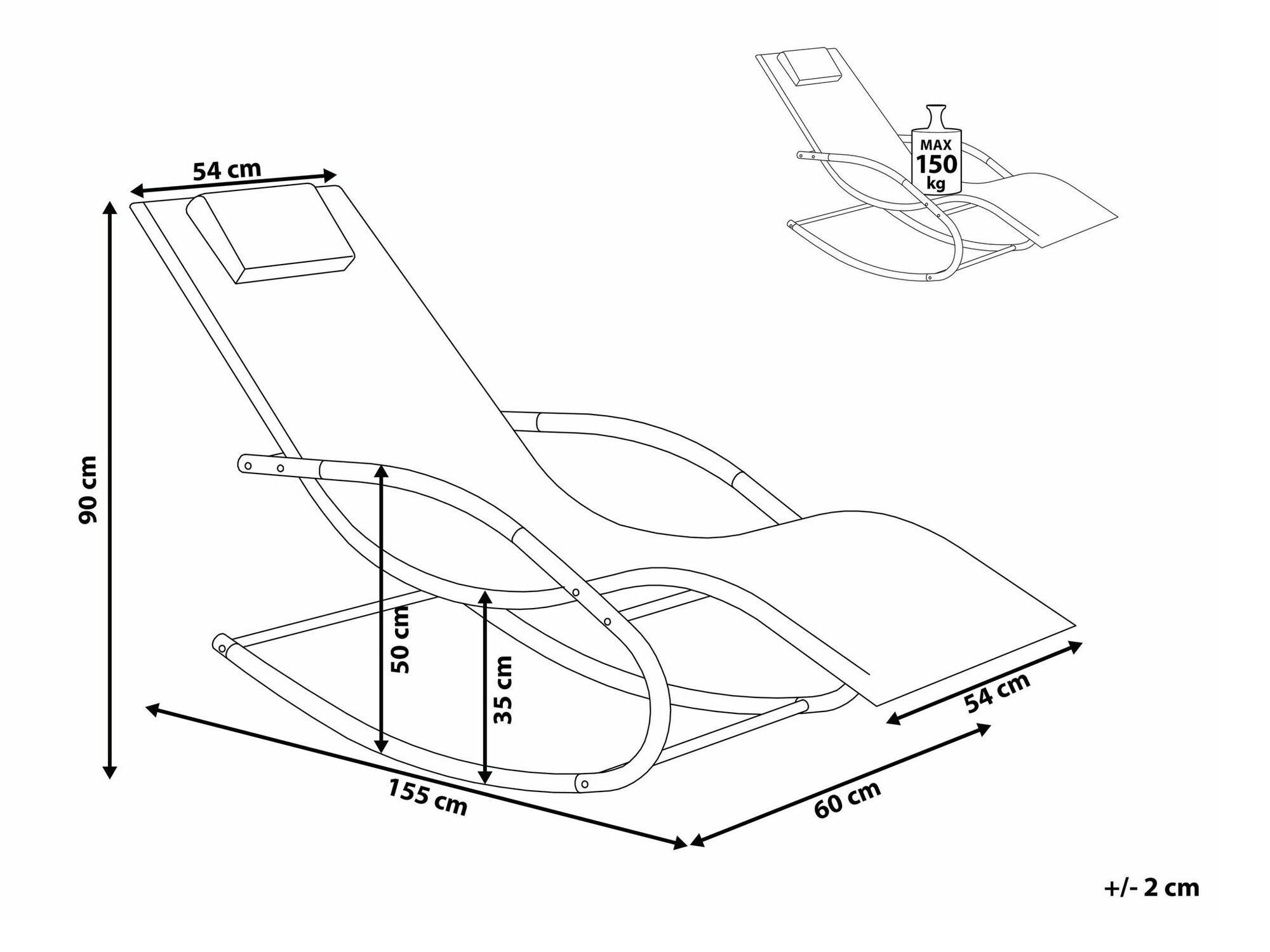 Sauļošanās krēsls Berwyn 1973 (Melns)