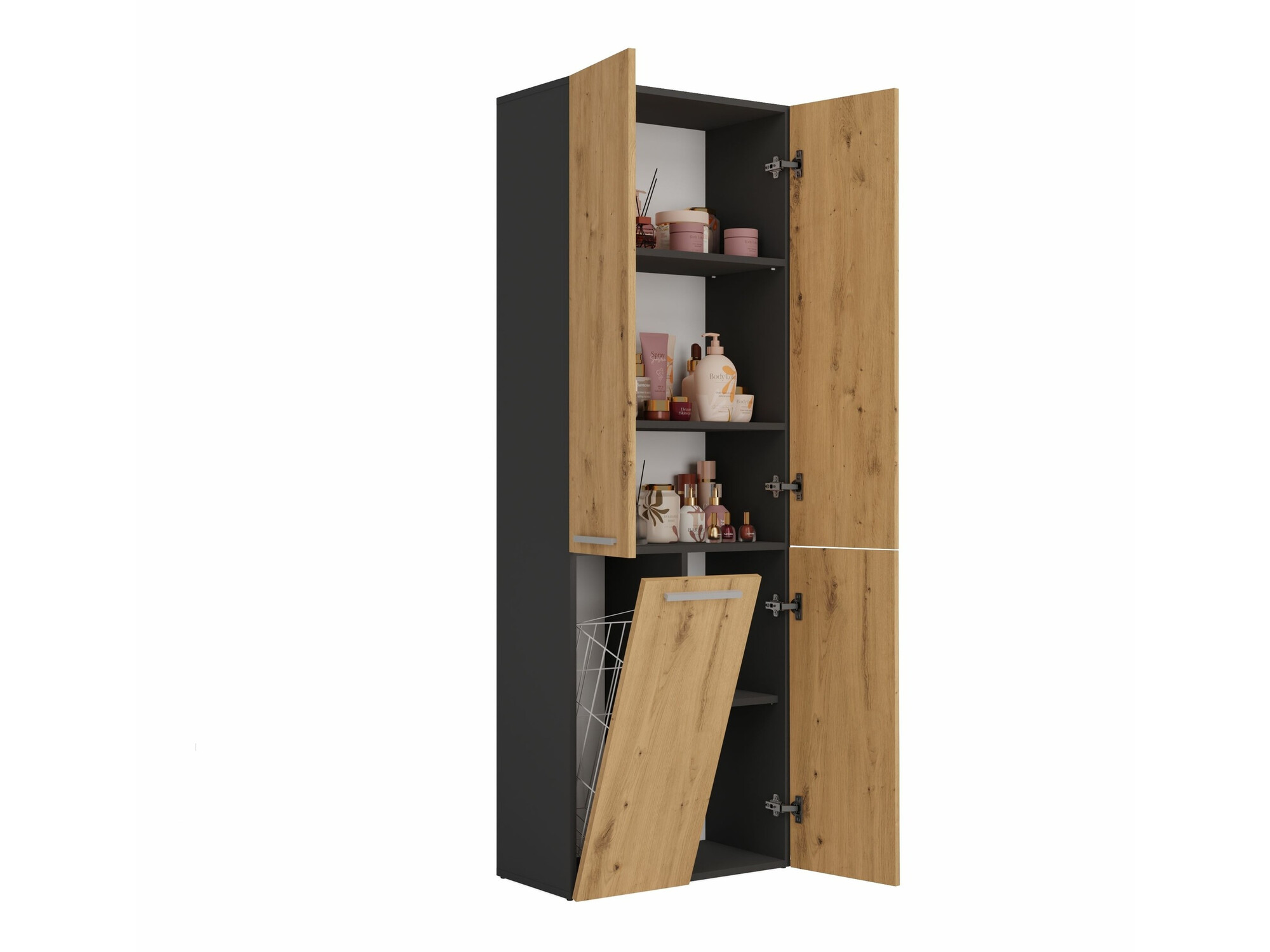 Stāvošs vannas skapītis Nolmaru 100 (Antracīts + Artisan ozols)