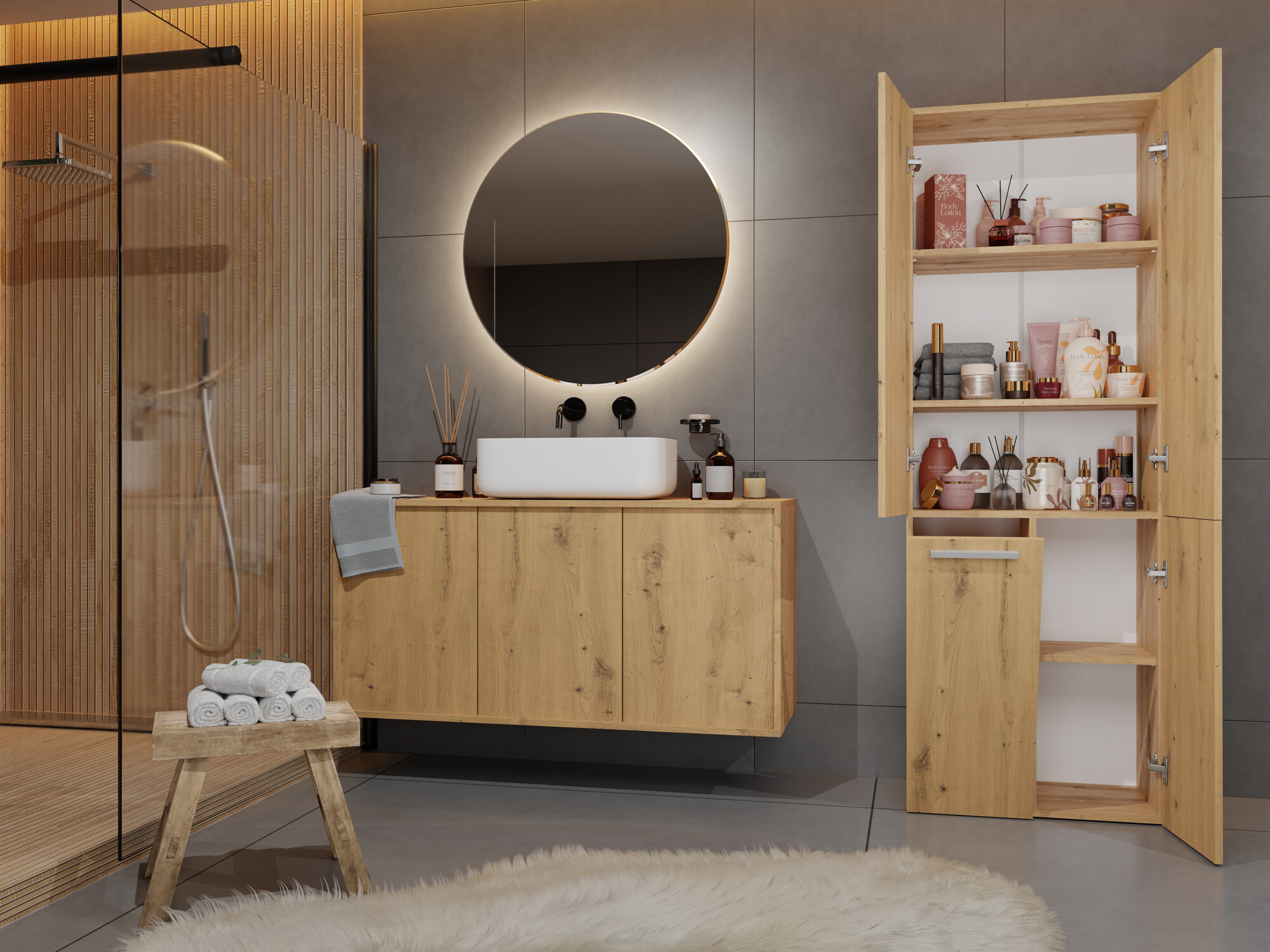 Stāvošs vannas skapītis Nolmaru 100 (Artisan ozols)