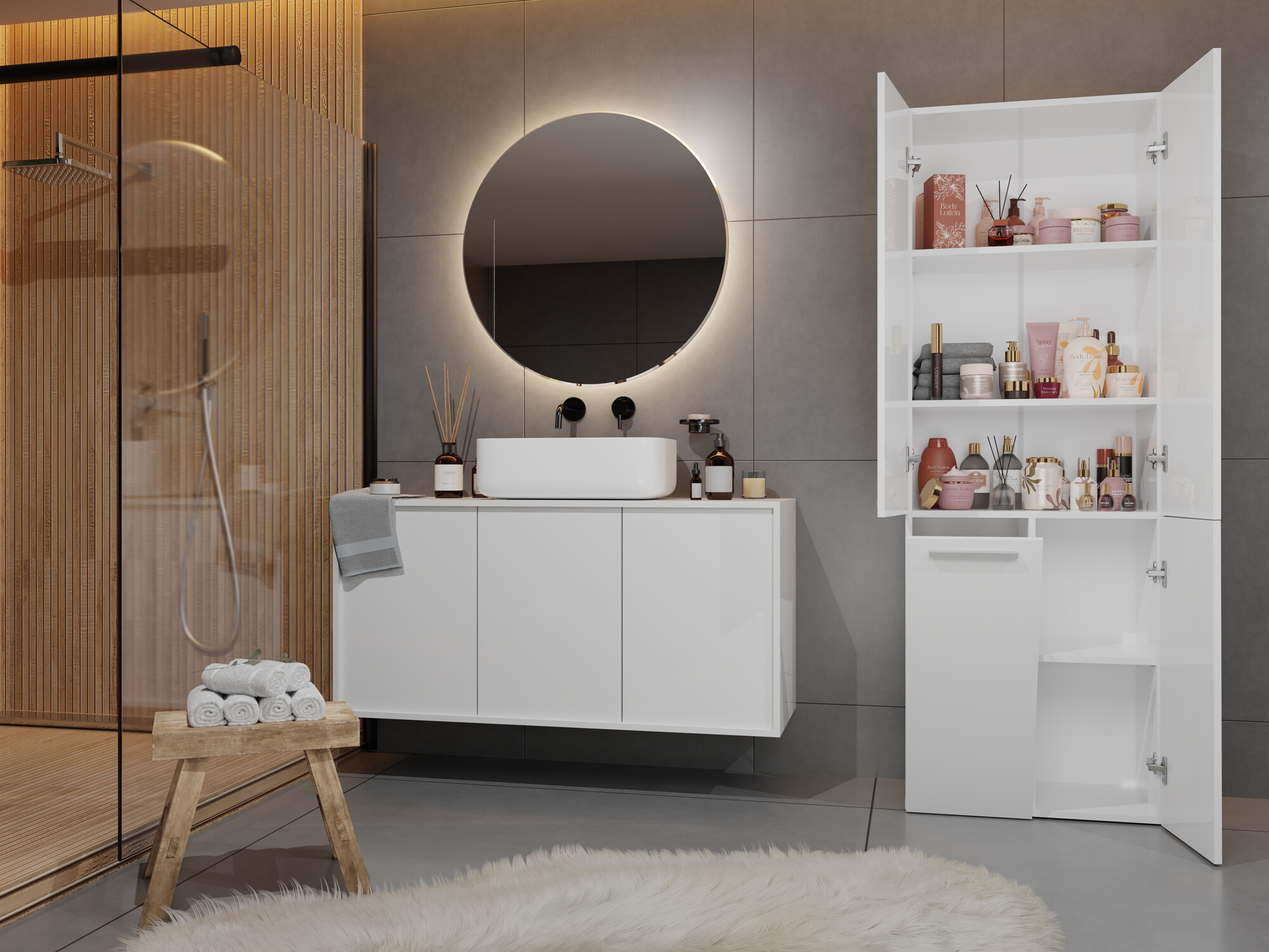 Stāvošs vannas skapītis Nolmaru 100 (Balts)