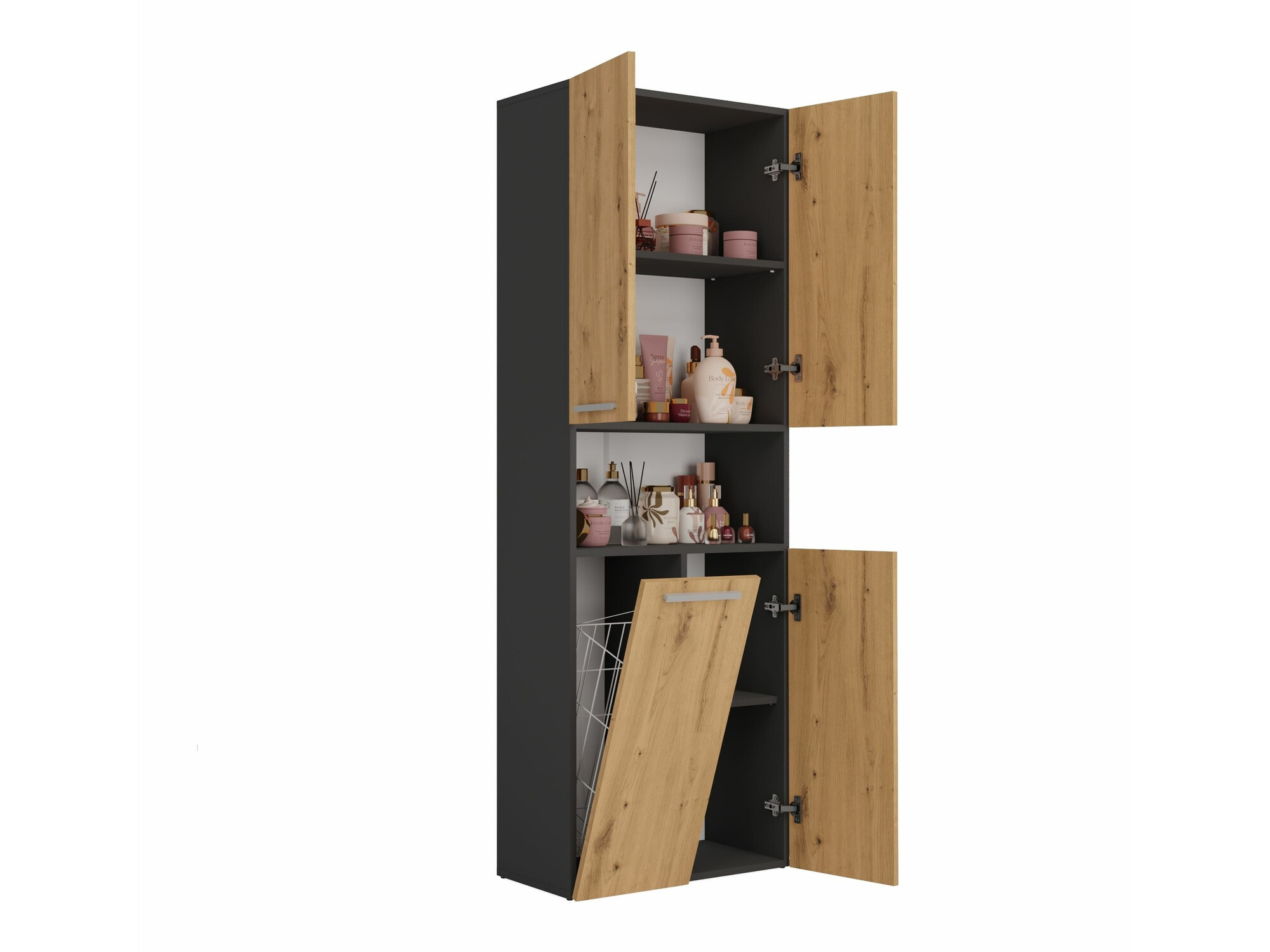 Stāvošs vannas skapītis Nolmaru 101 (Antracīts + Artisan ozols)