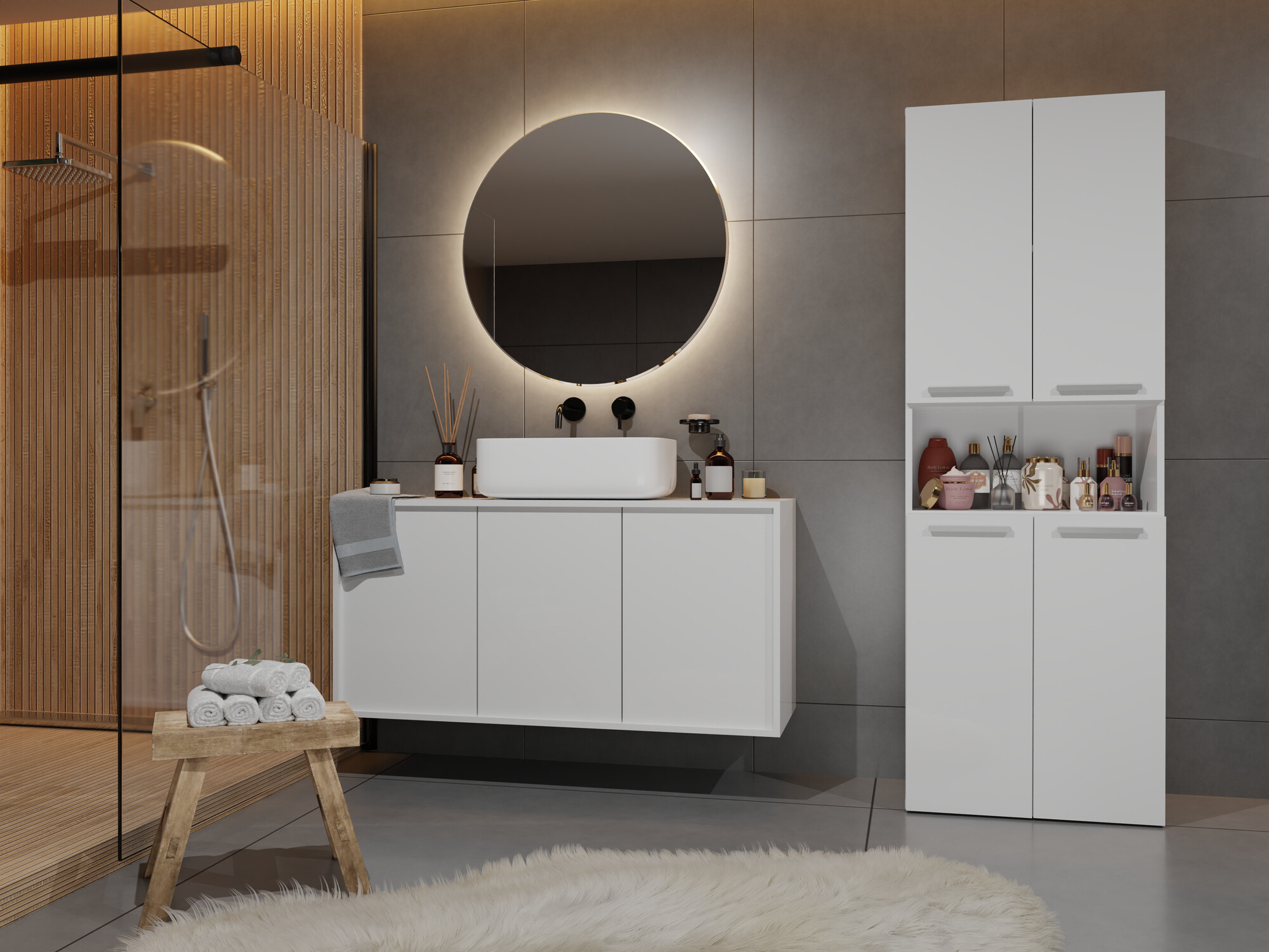 Stāvošs vannas skapītis Nolmaru 101 (Balts)