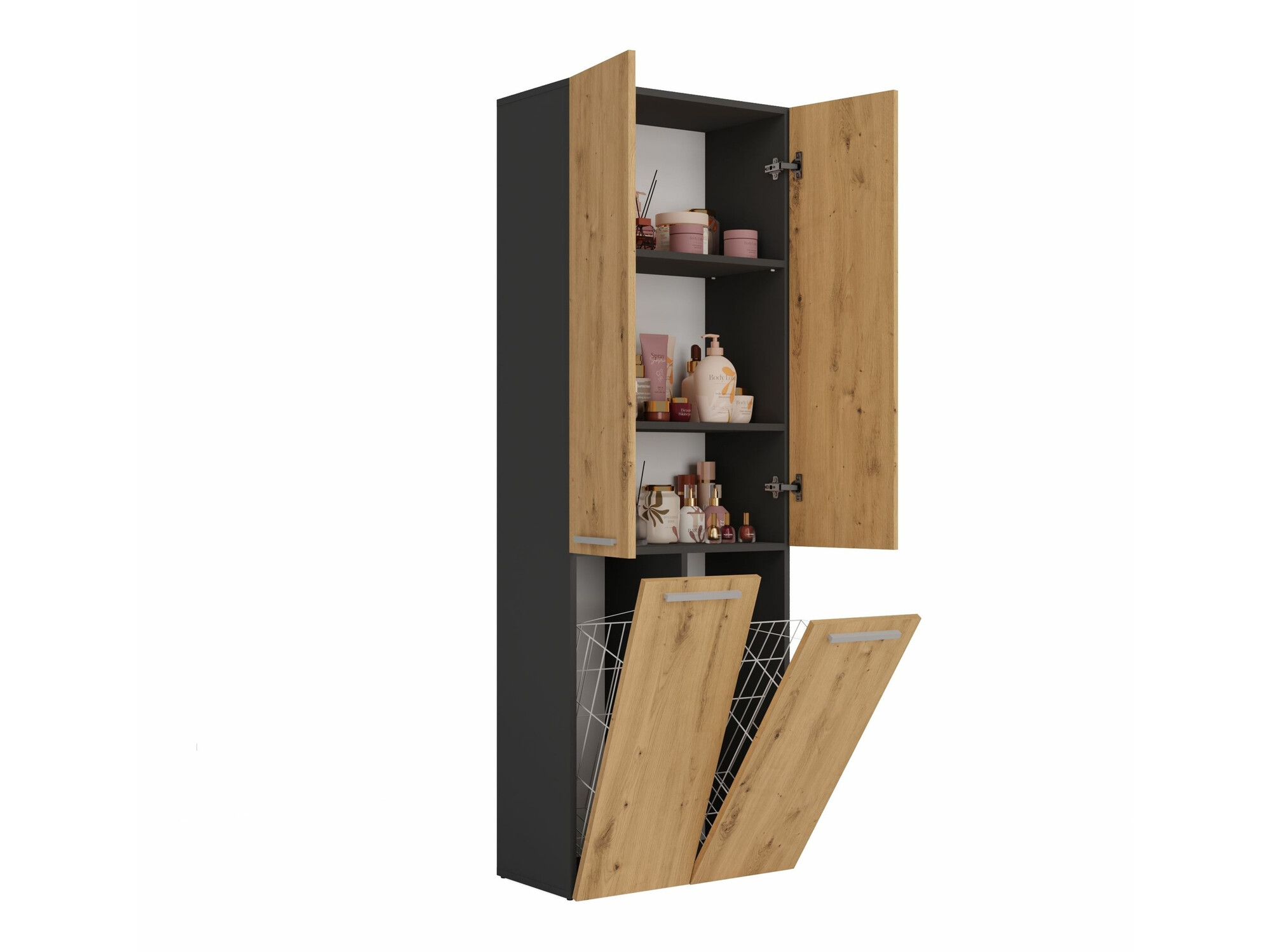 Stāvošs vannas skapītis Nolmaru 102 (Antracīts + Artisan ozols)