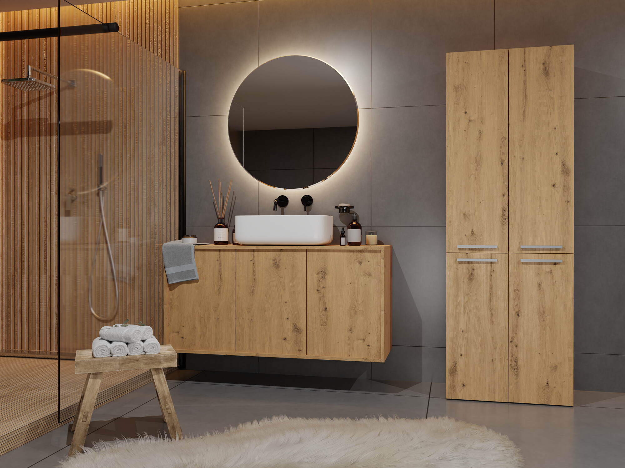 Stāvošs vannas skapītis Nolmaru 102 (Artisan ozols)