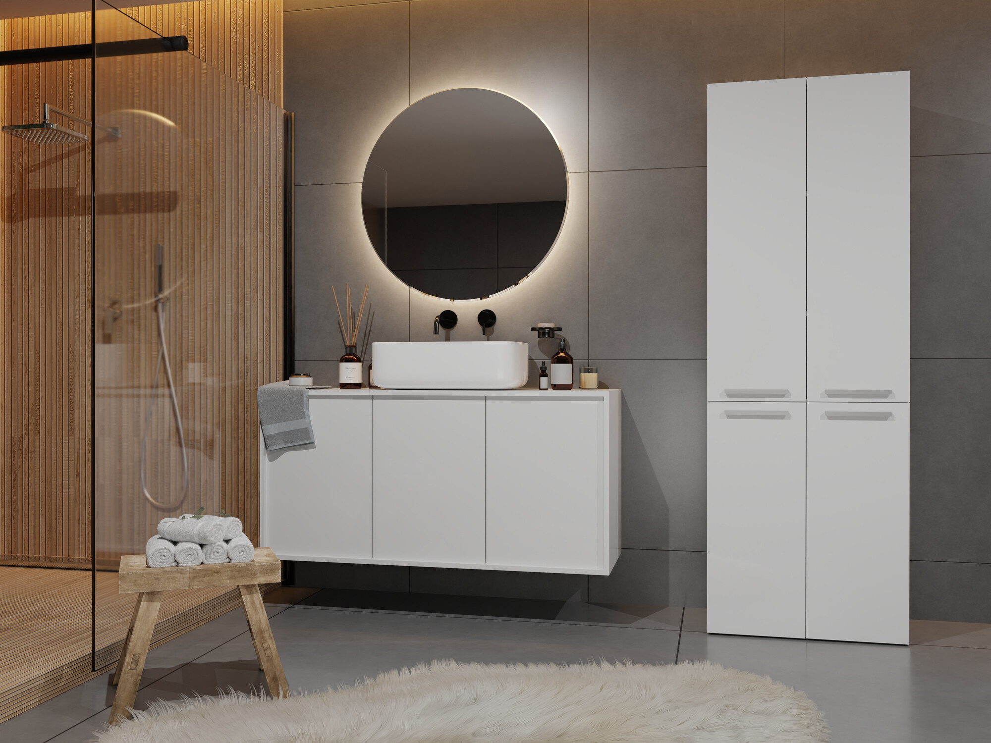 Stāvošs vannas skapītis Nolmaru 102 (Balts)