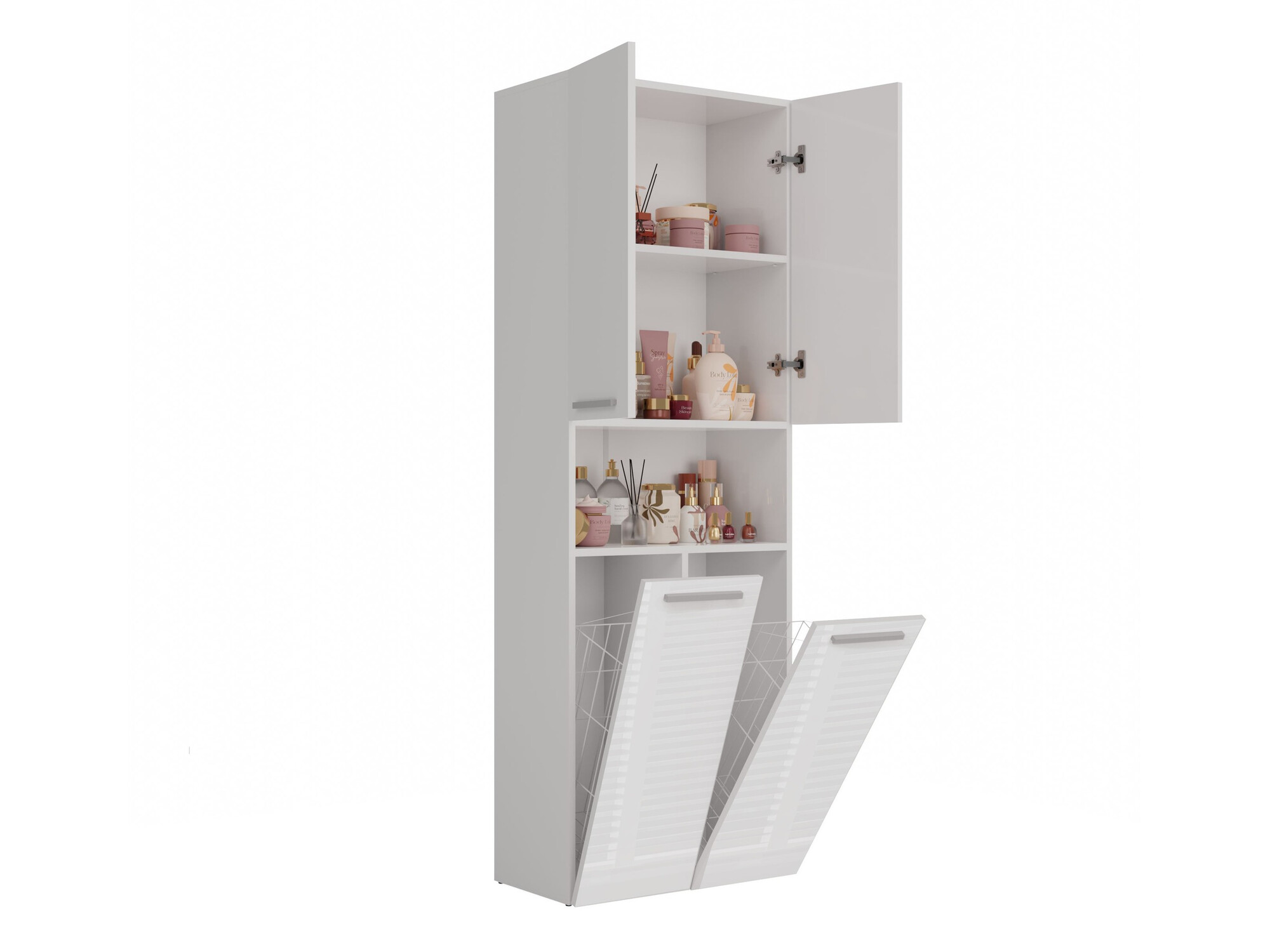 Stāvošs vannas skapītis Nolmaru 103 (Balts + Glancēts balts)