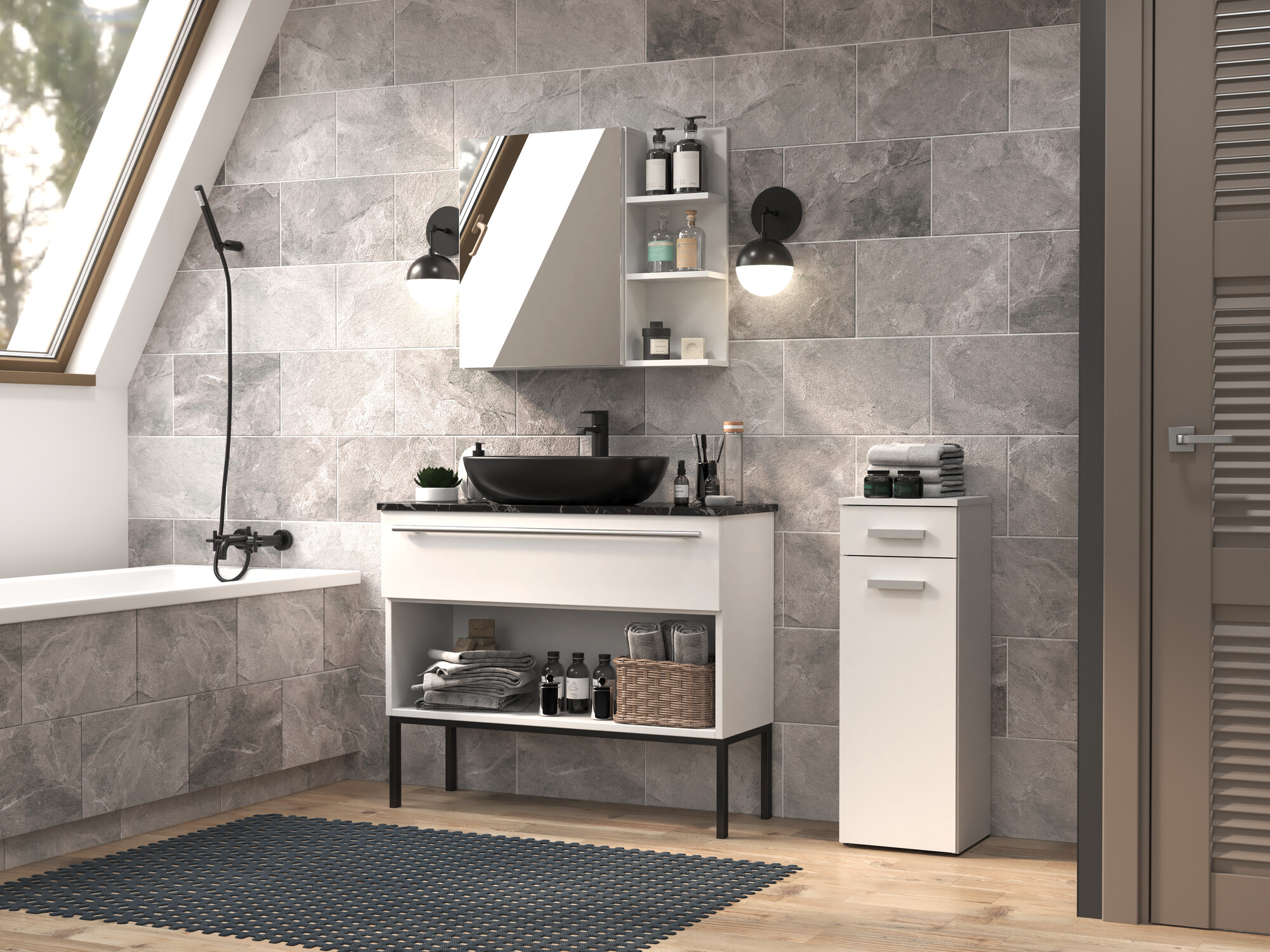 Stāvošs vannas skapītis Nolmaru 109 (Balts)