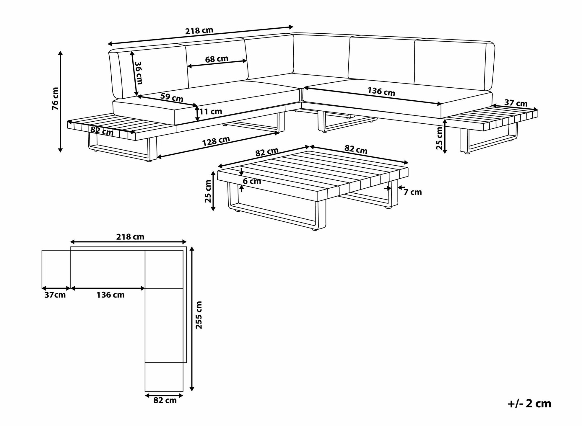 Dārza mēbeļu komplekts Berwyn 1987 (Bēšs + Gaišs koks)