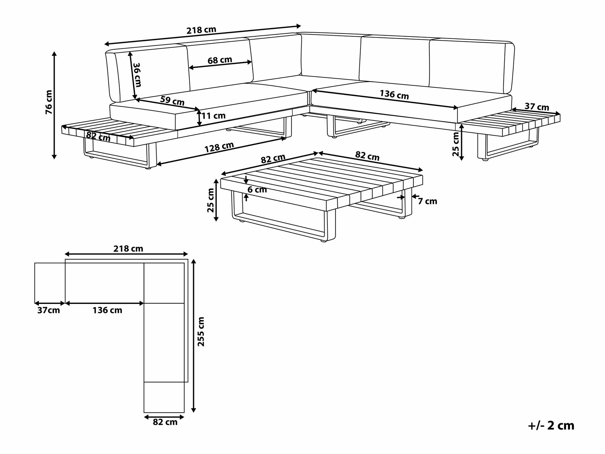 Dārza mēbeļu komplekts Berwyn 1987 (Pelēks + Gaišs koks)