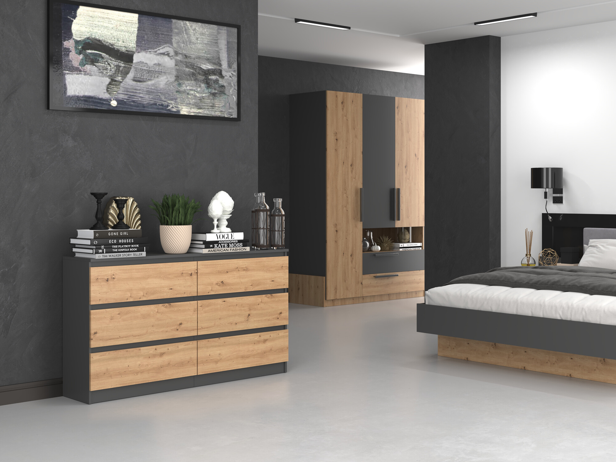 Kомод Elbvelu 102 (Антрацит + Artisan дуб)