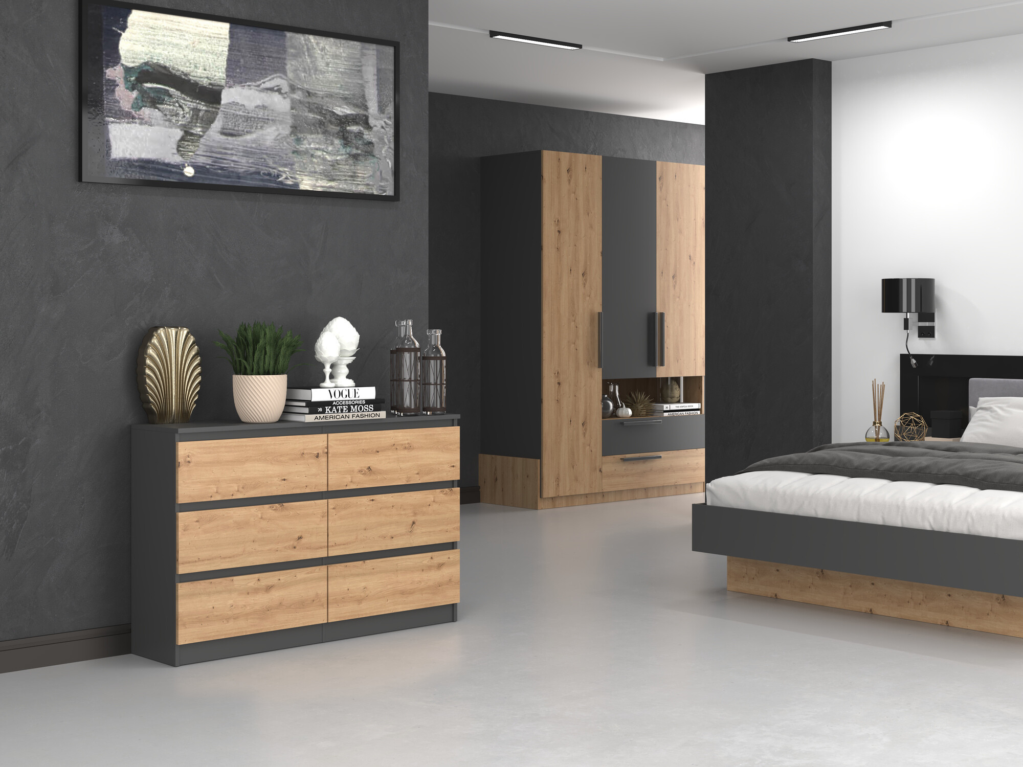 Kомод Elbvelu 103 (Антрацит + Artisan дуб)