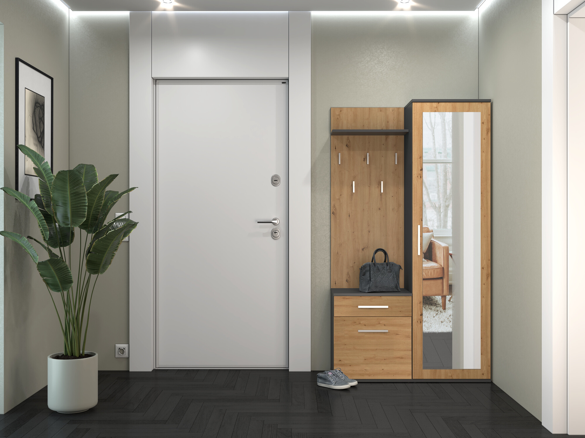 Priekšnama komplekts Mandeville 129 (Artisan ozols + Antracīts)