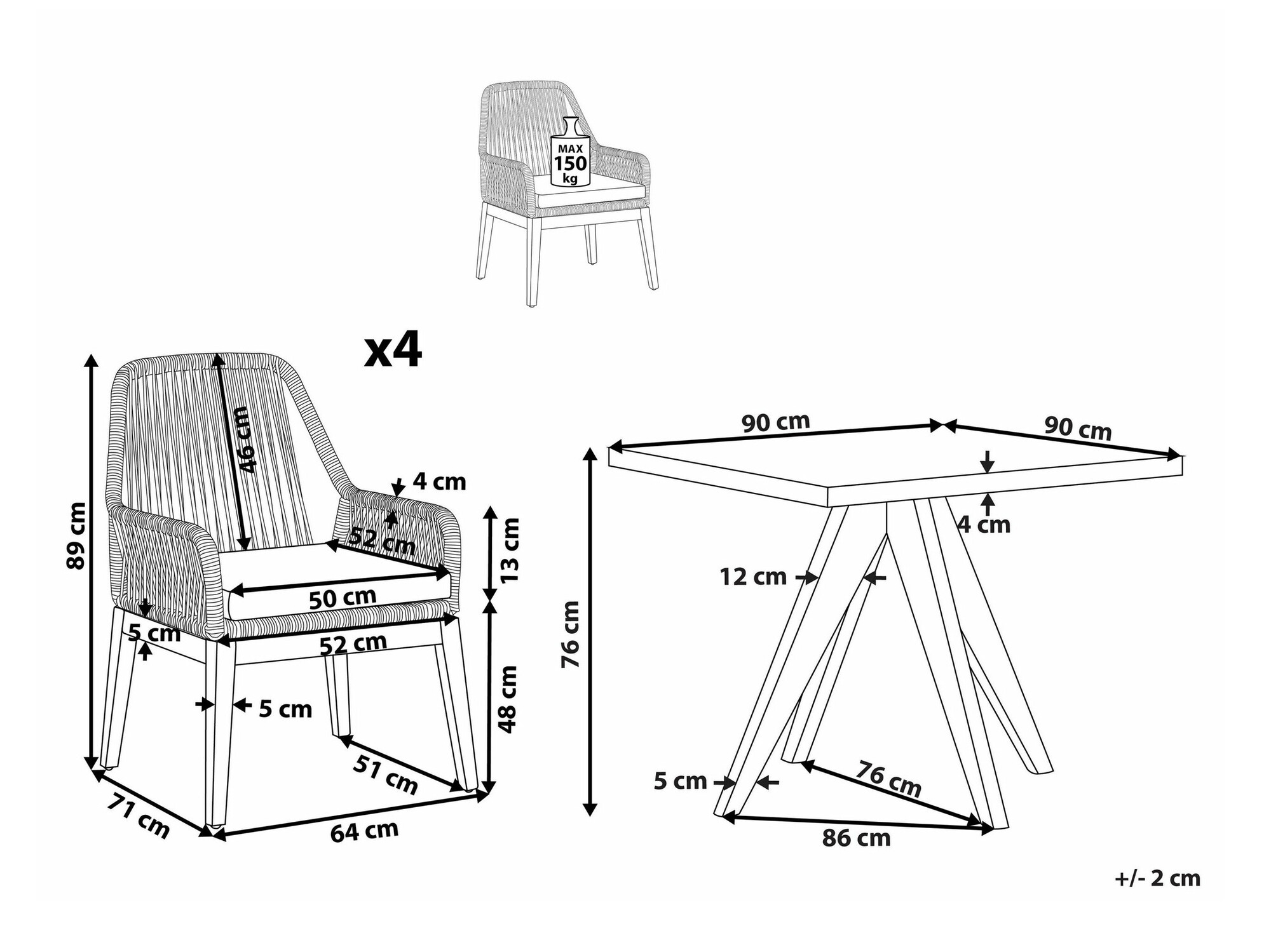 Galds un krēslu komplekts Nolsoro 105 (Taupe)