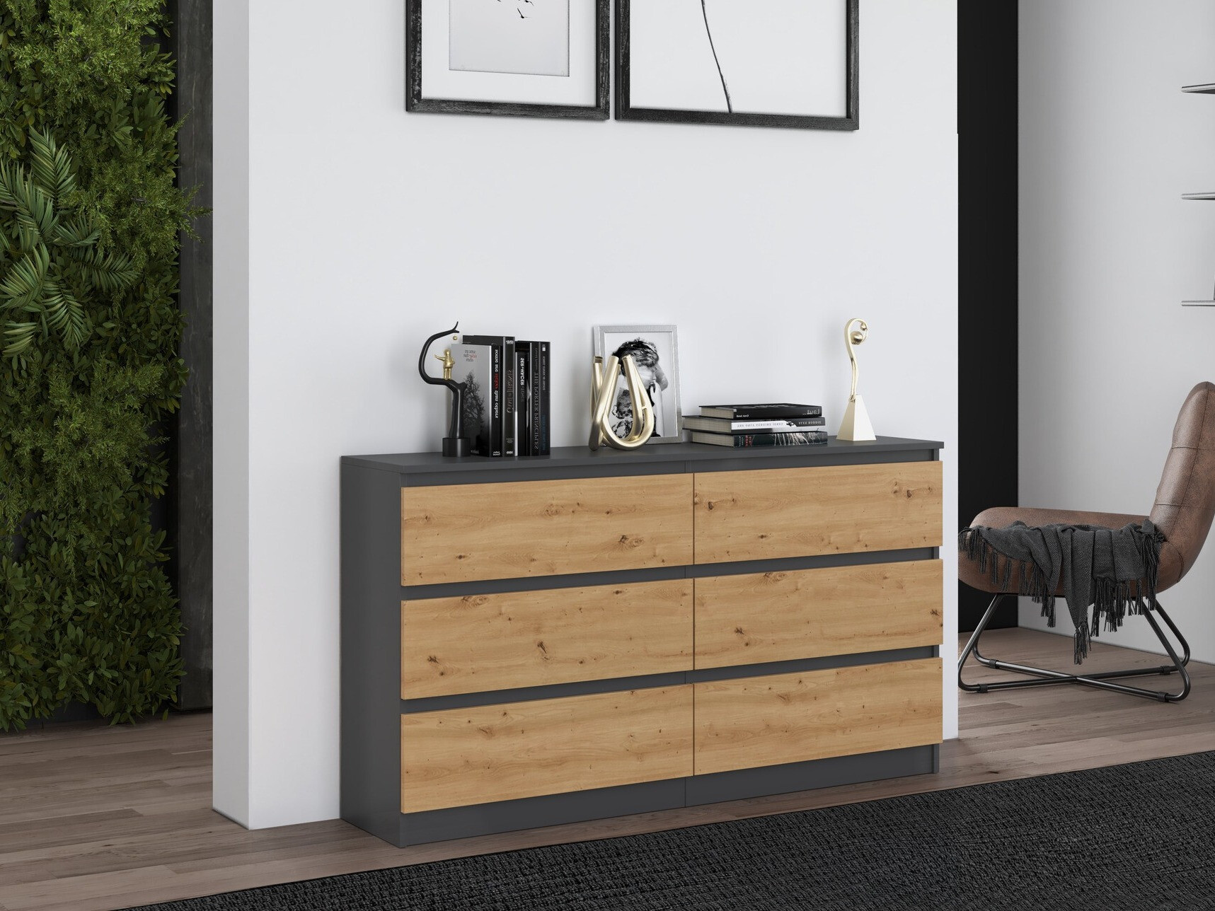 Kомод Elbvelu 102 (Антрацит + Artisan дуб)