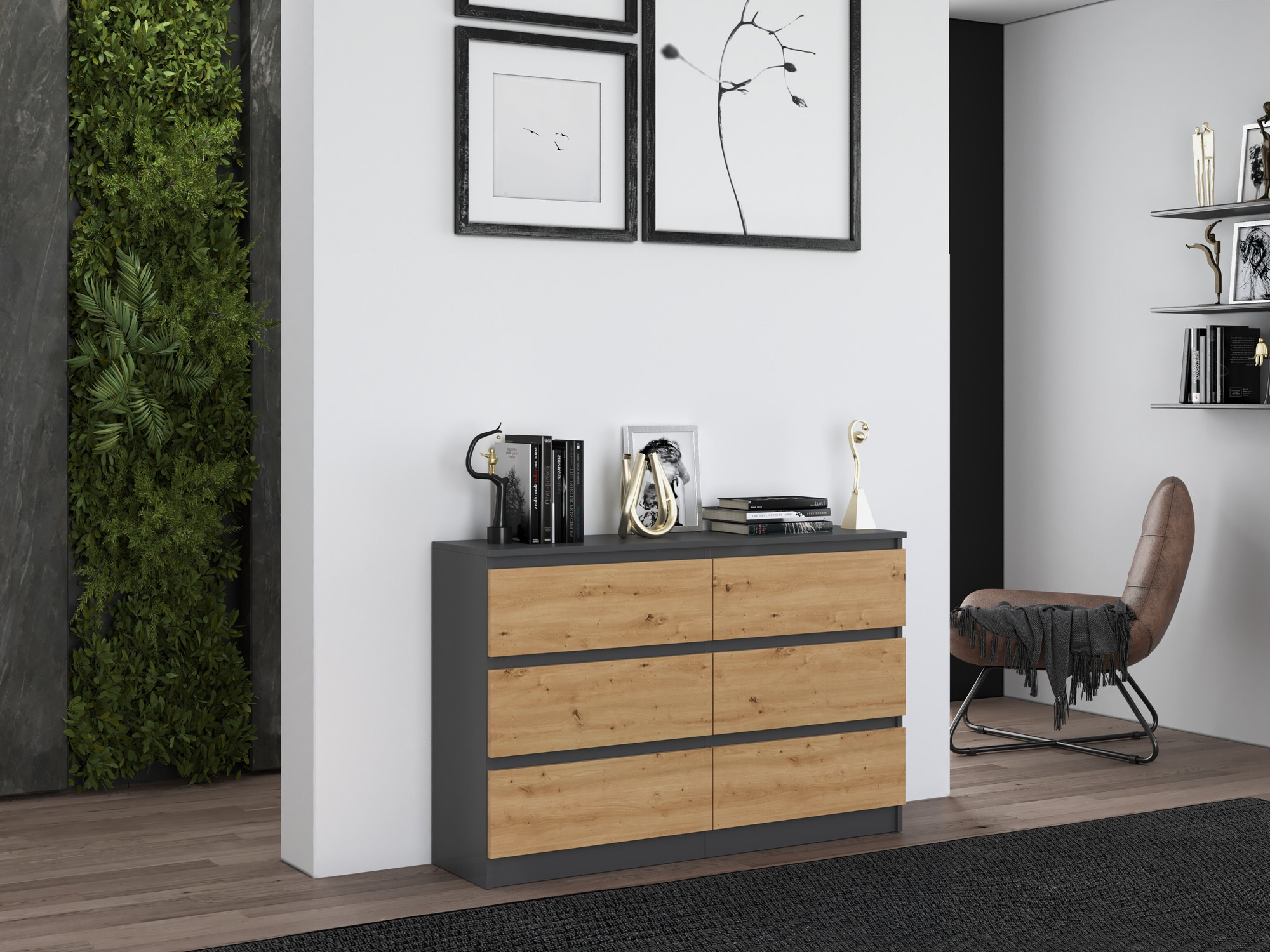 Kомод Elbvelu 103 (Антрацит + Artisan дуб)