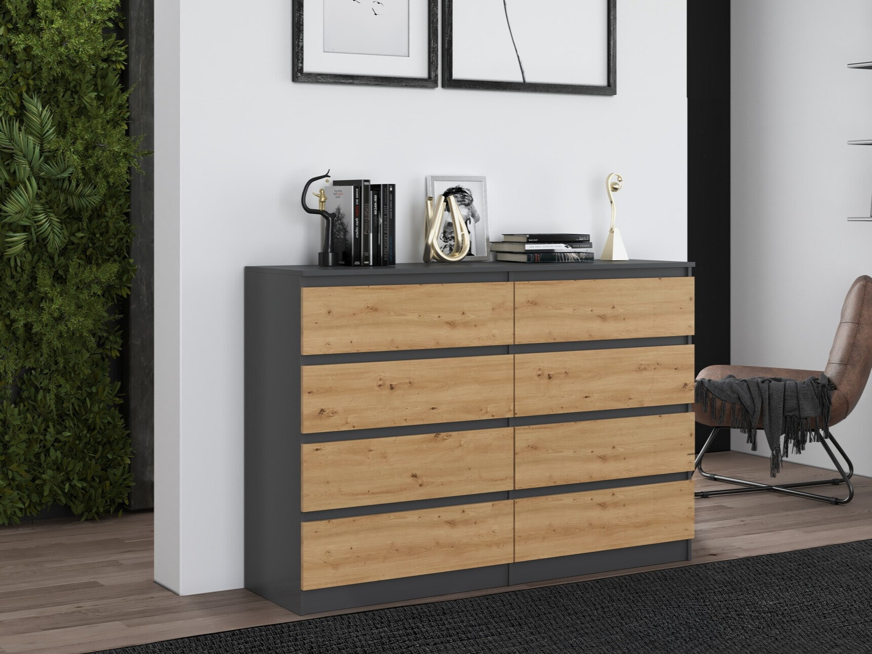 Kumode Elbvelu 100 (Antracīts + Artisan ozols)