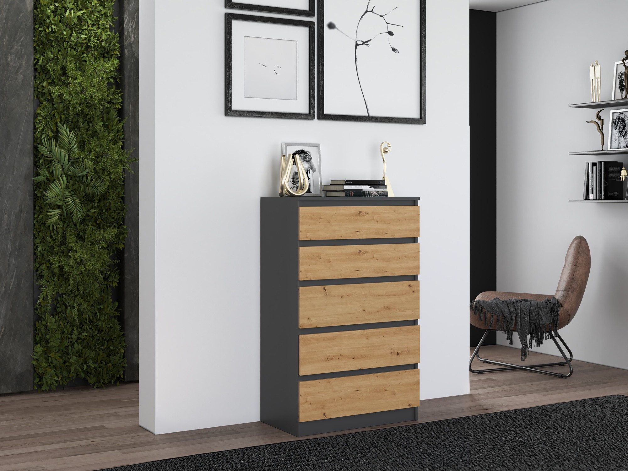 Kumode Elbvelu 104 (Antracīts + Artisan ozols)