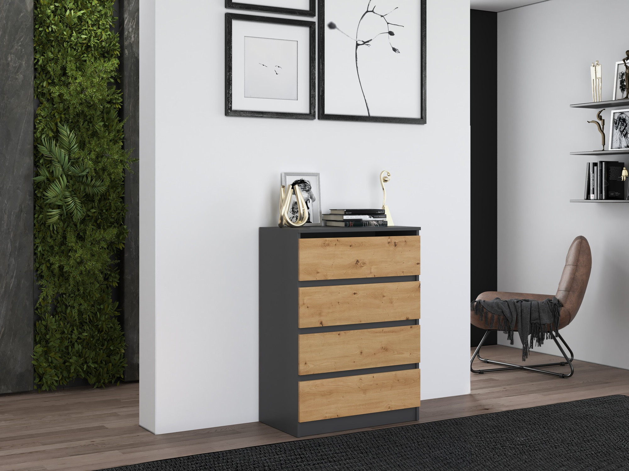 Kumode Elbvelu 105 (Antracīts + Artisan ozols)