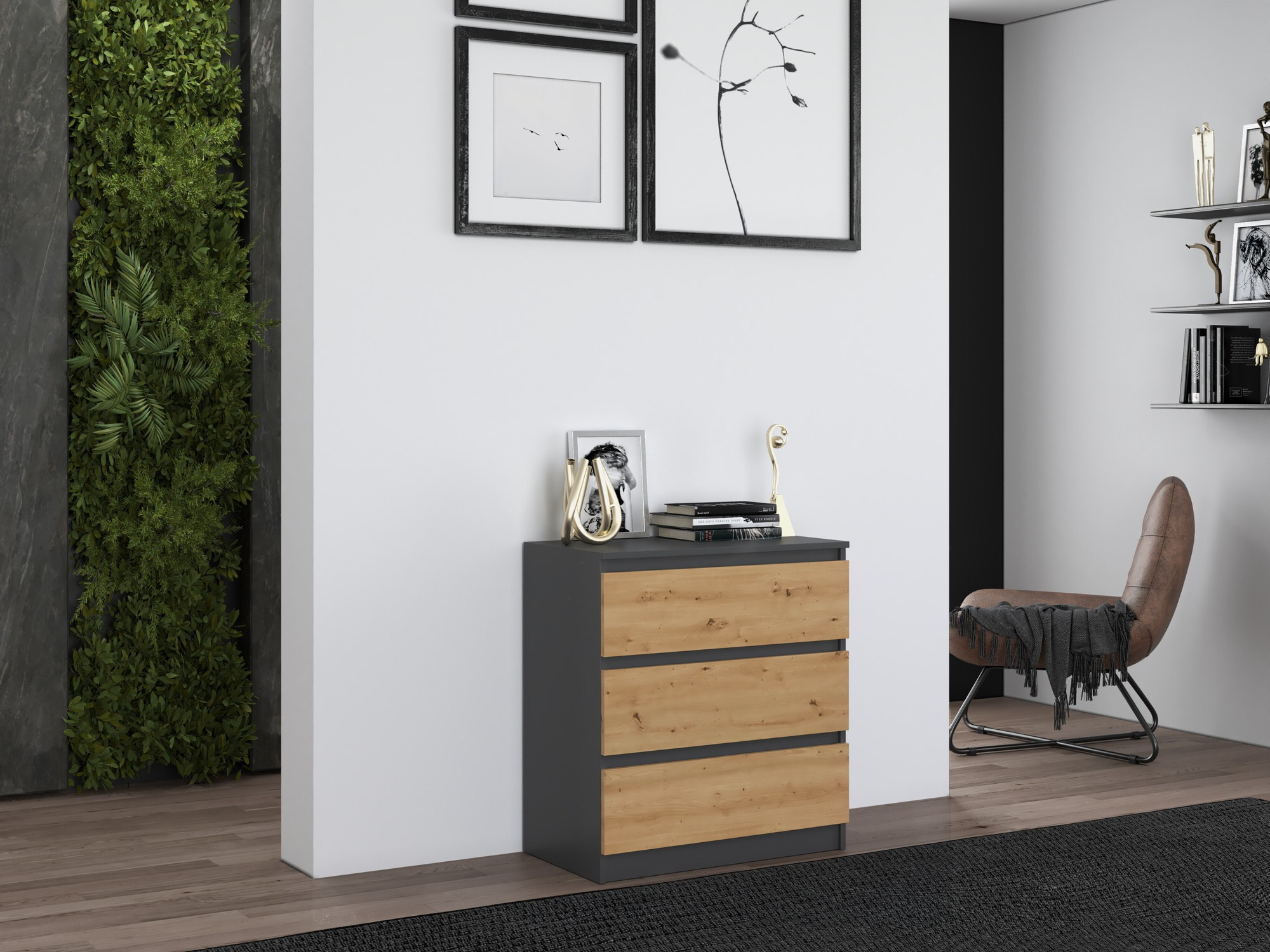 Kumode Elbvelu 106 (Antracīts + Artisan ozols)