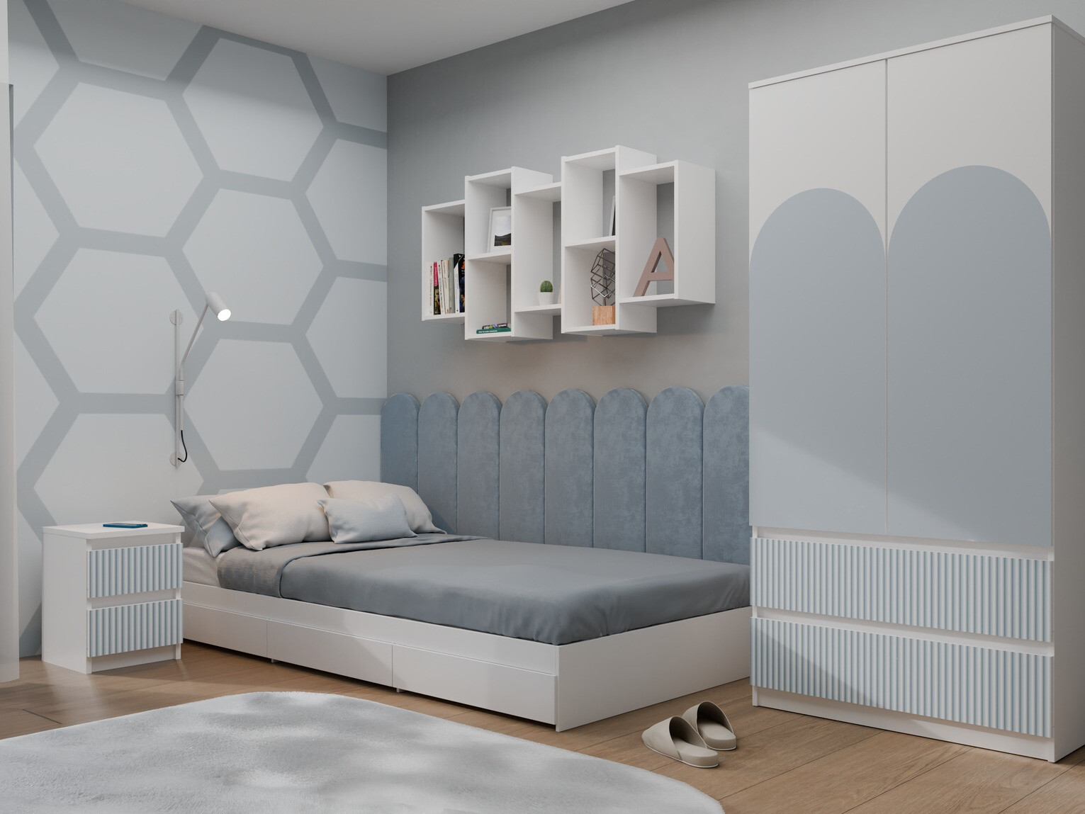 Прикроватная тумбочка Mortore 103 (Синий)