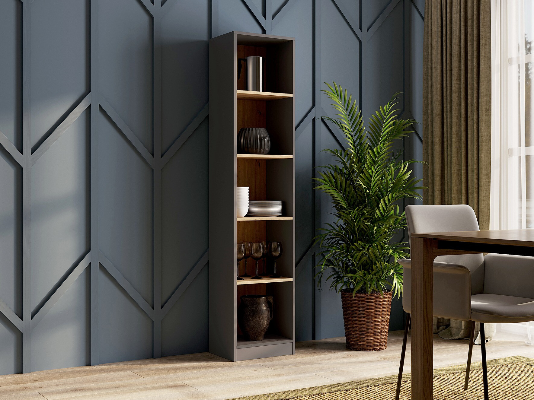 Стеллаж Mandeville 183 (Антрацит + Artisan дуб)