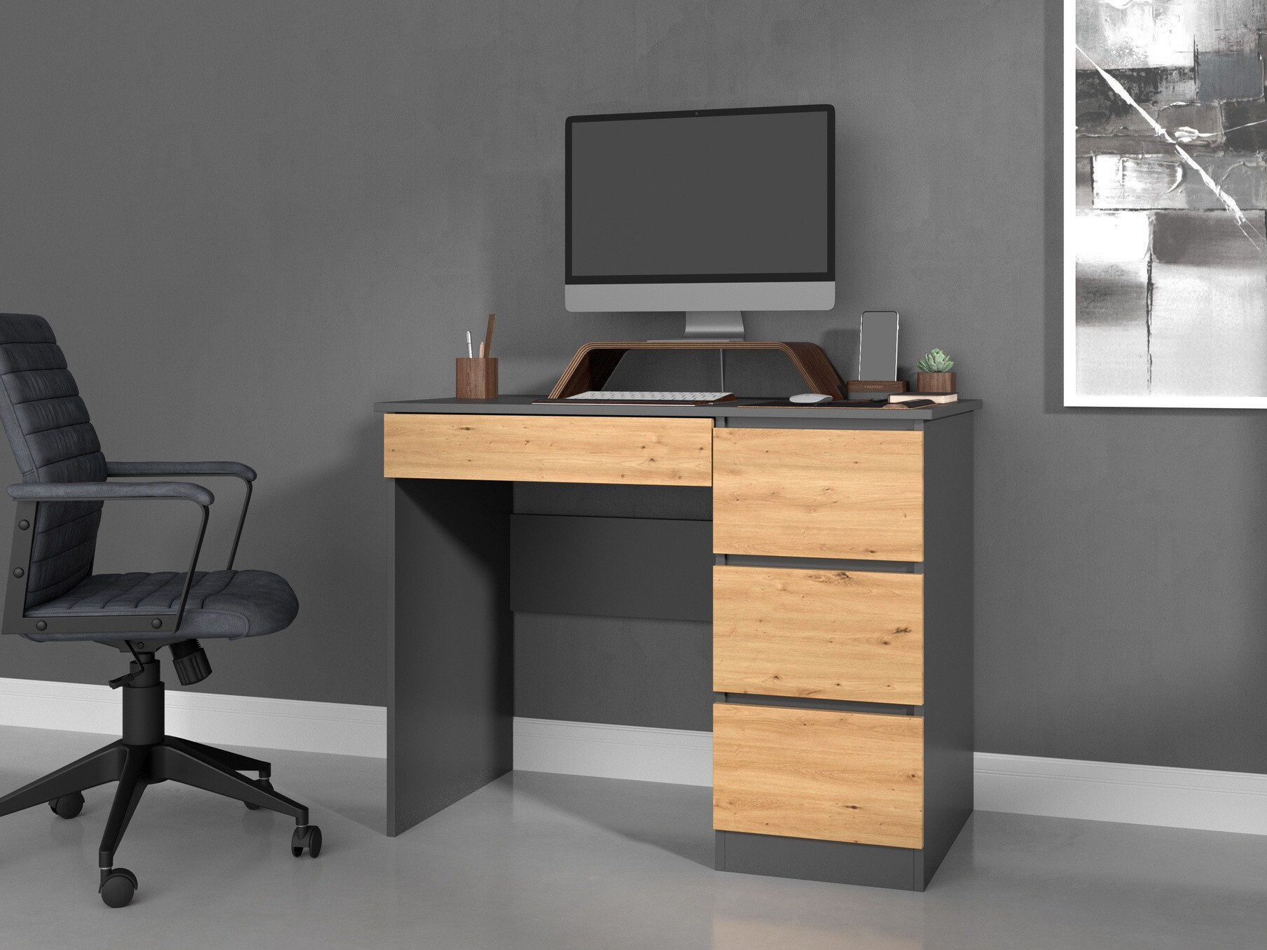 Rakstāmgalds Elbvelu 108 (Antracīts + Artisan ozols)