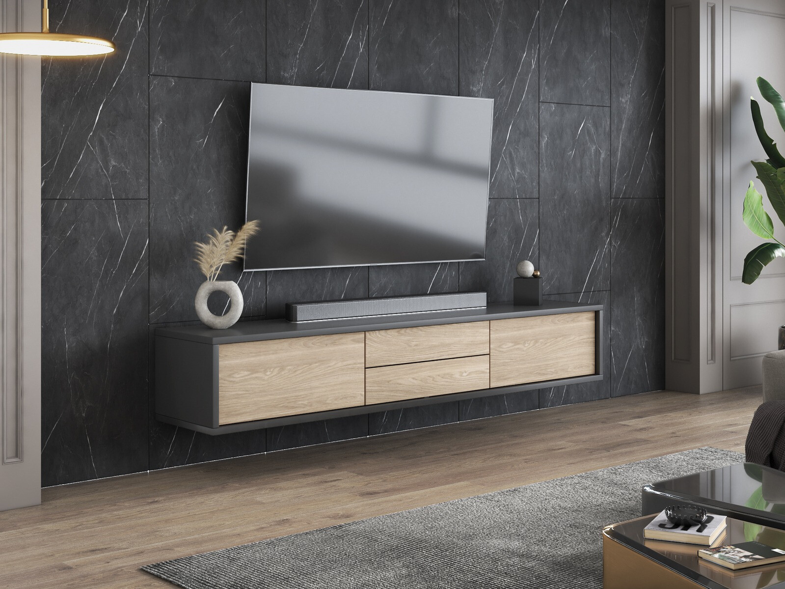 TV galds Austin 325 (Antracīts + Ozols)
