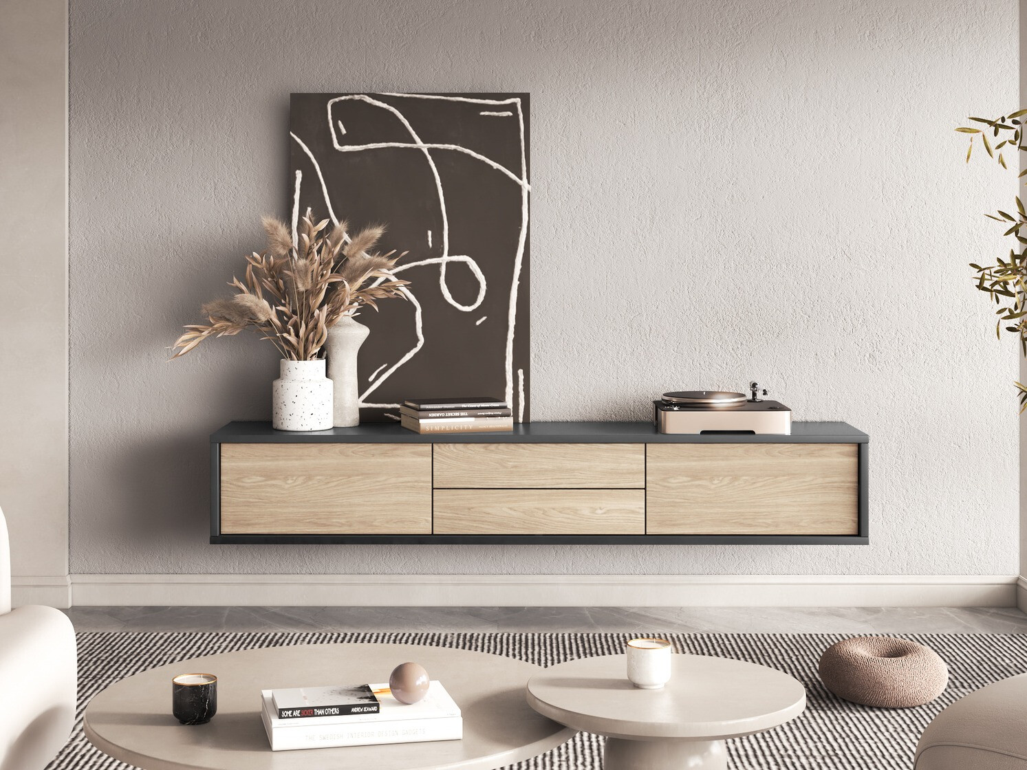 TV galds Austin 325 (Antracīts + Ozols)